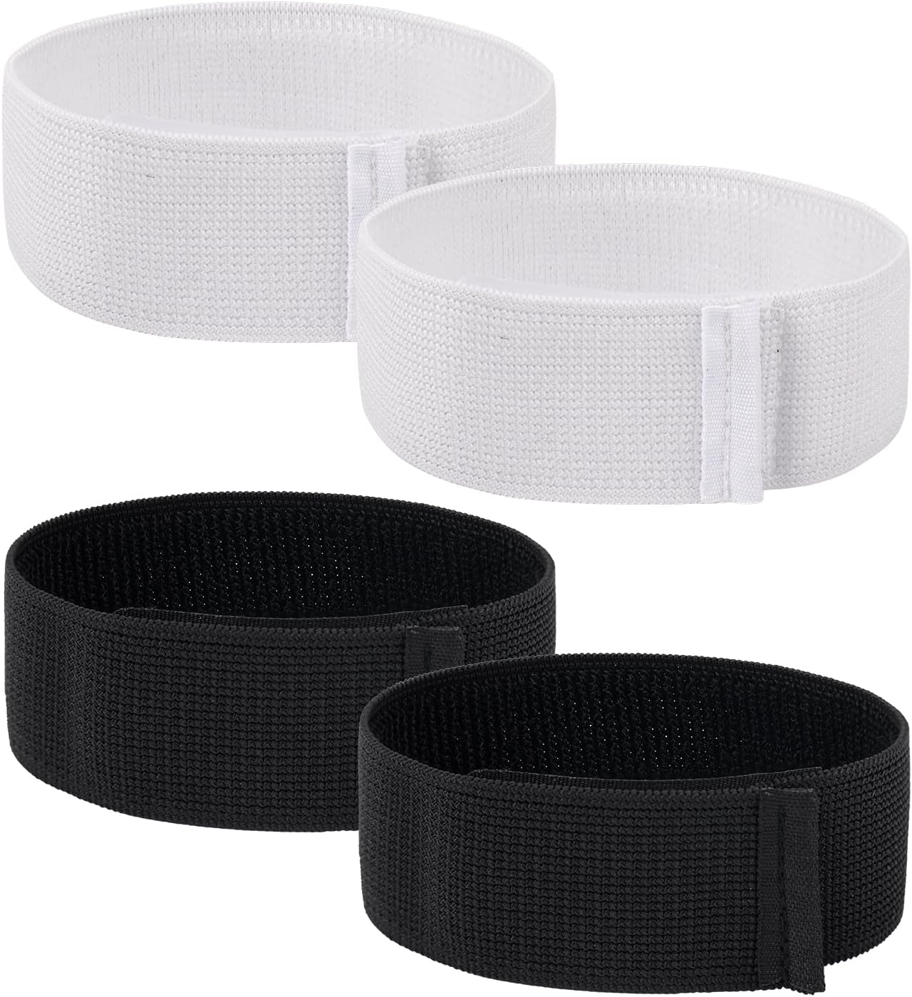 4Pcs Football Shin Guard Straps, Black White Soccer Shin Fixed Ankle Straps Polyester Yarn Elastic Football Shin Guard Holders for Kicking Ball Cycling Running image number 4