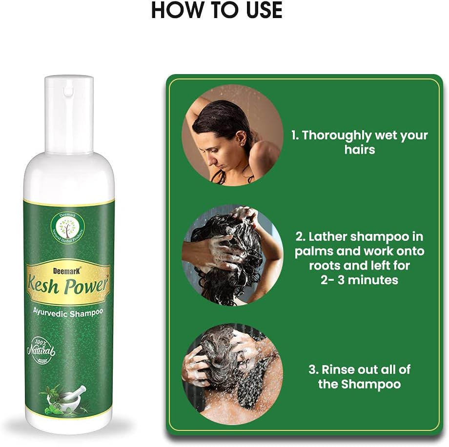 Deemark Kesh Power Ayurvedic Shampoo Pack of 2 | for All Hair Care Solution | Control Hair Fall | Nourish Hair Naturally image number 2