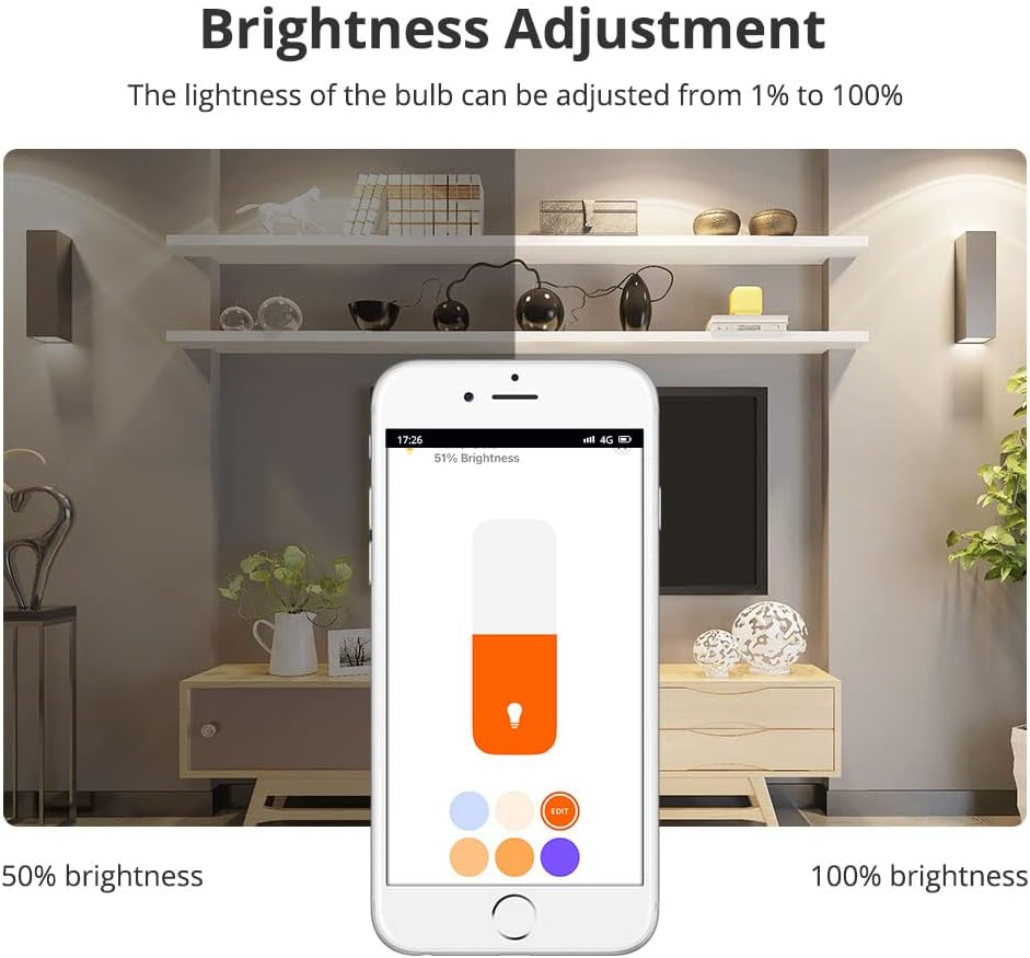 Smart Light Bulbs E27 7W RGBCW Wifi Light Bulb, Matter-Certified, Dimmable Led Light, 2.4Ghz Only, Compatible with Alexa Google Home Homekit (1) image number 1