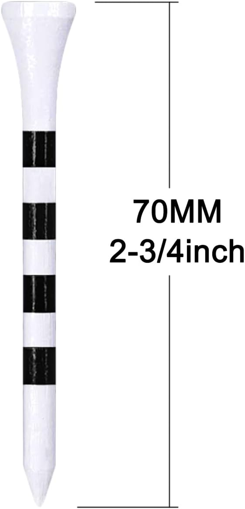 Zivisk Wooden Golf Tees 2-3/4 Inch or 3-1/4 Inch Pack of 100,Reduce Friction & Side Spin,More Durable & Stable Golf Wood Tees(White & Color-Stripe) image number 4