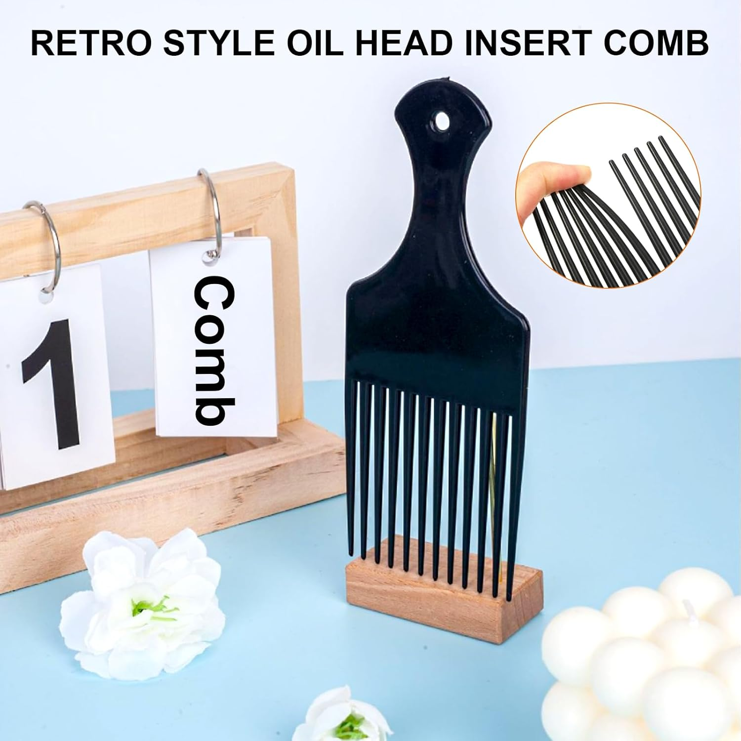 ARJDXDP 4 Pcs Hair Sponge Brush, Big and Small Holes Hair Sponge Brush with Combs and Gloves, 4 in 1 Afro Twist Comb Set for Barber and Home image number 2