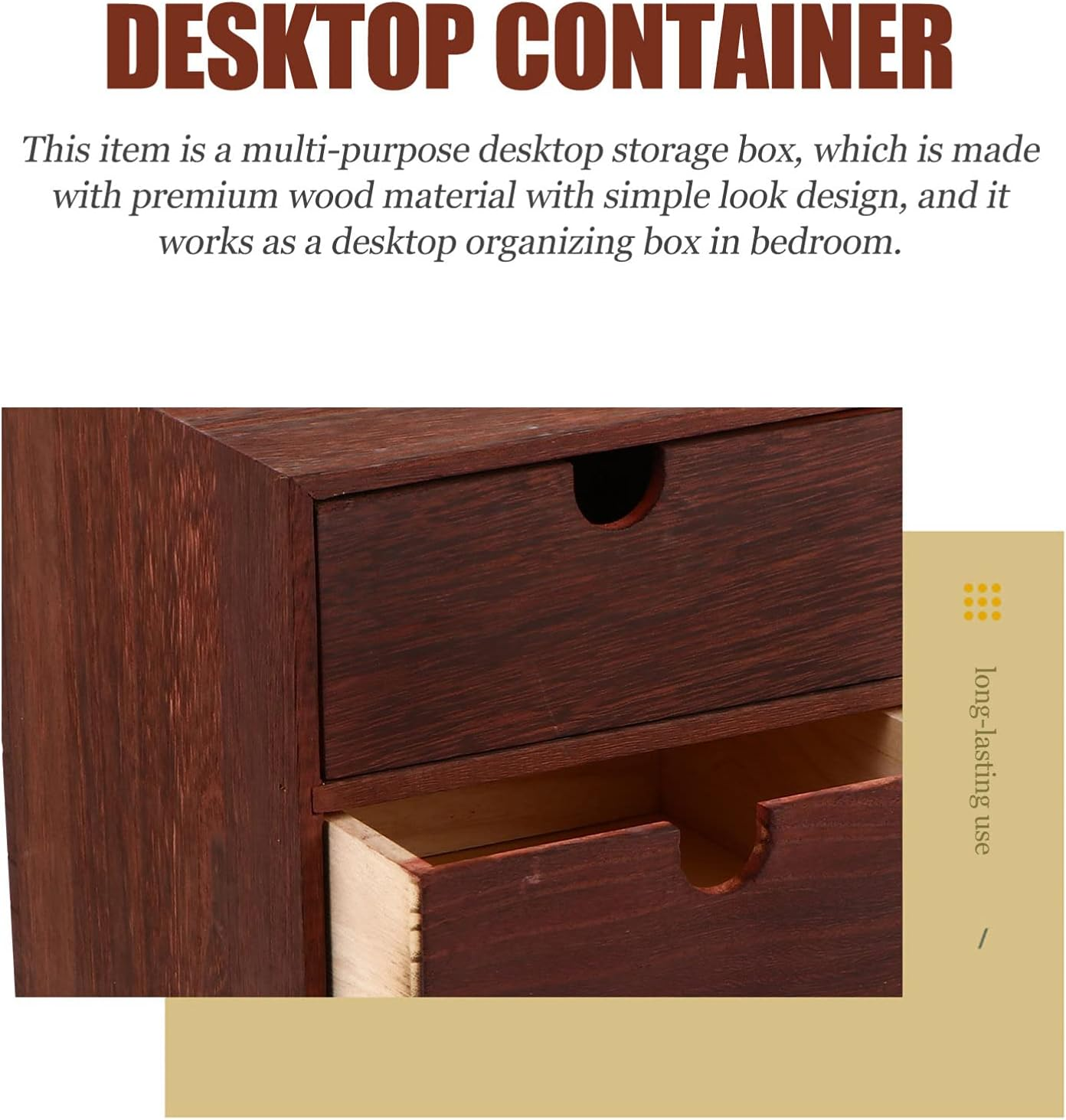 Cabilock Vintage Wooden Storage Organizer Four-Layer Desktop Storage Box Desk Organiser for Home Living Bedroom image number 1