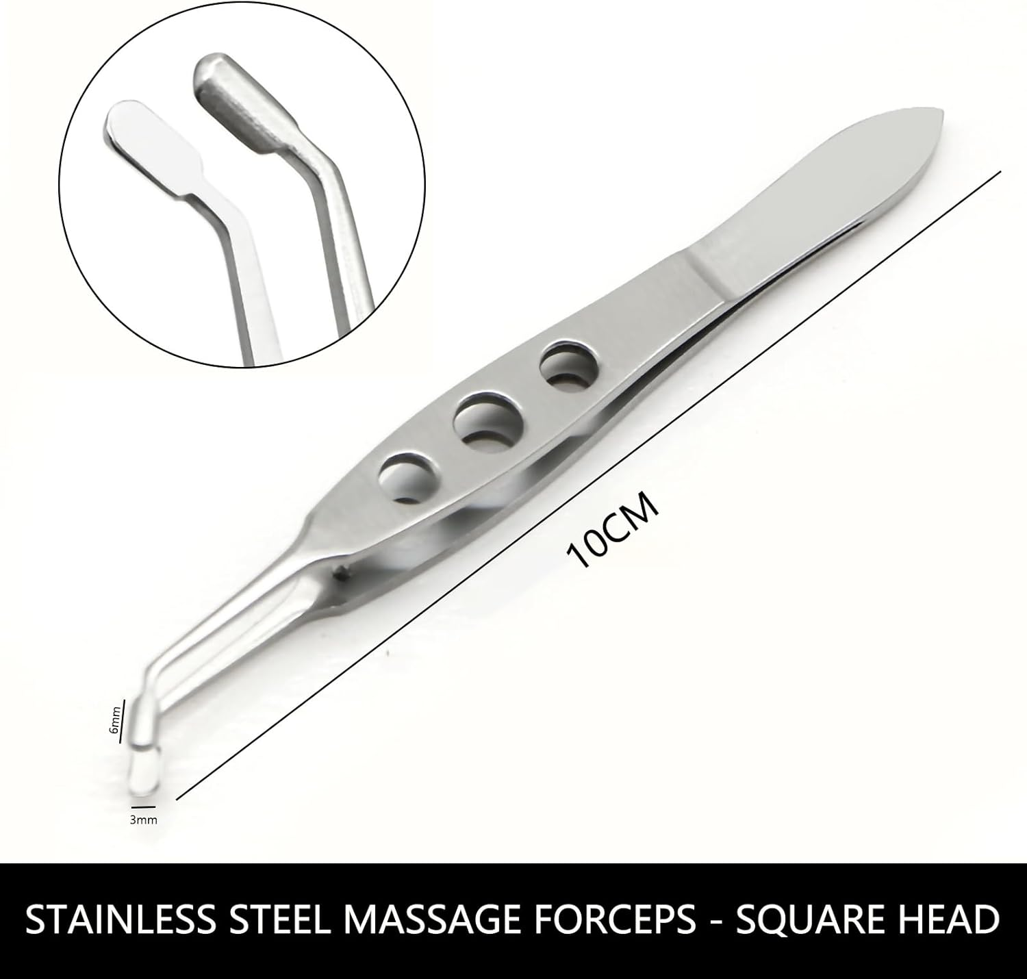 Luzcauwy Eyelid Massage Tool - Professional Stainless Steel Eye Beauty Tweezers for Relaxation - Smooth Square Head Eye Spa Accessory for Daily Care (10Cm) image number 1