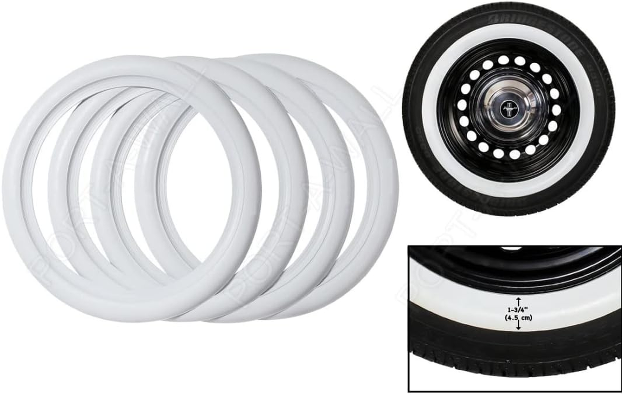 15 INCH Wheel X 2" Side White Wall TIRE Trims PORT a WALL Set 4PCS Very Popular image number 3