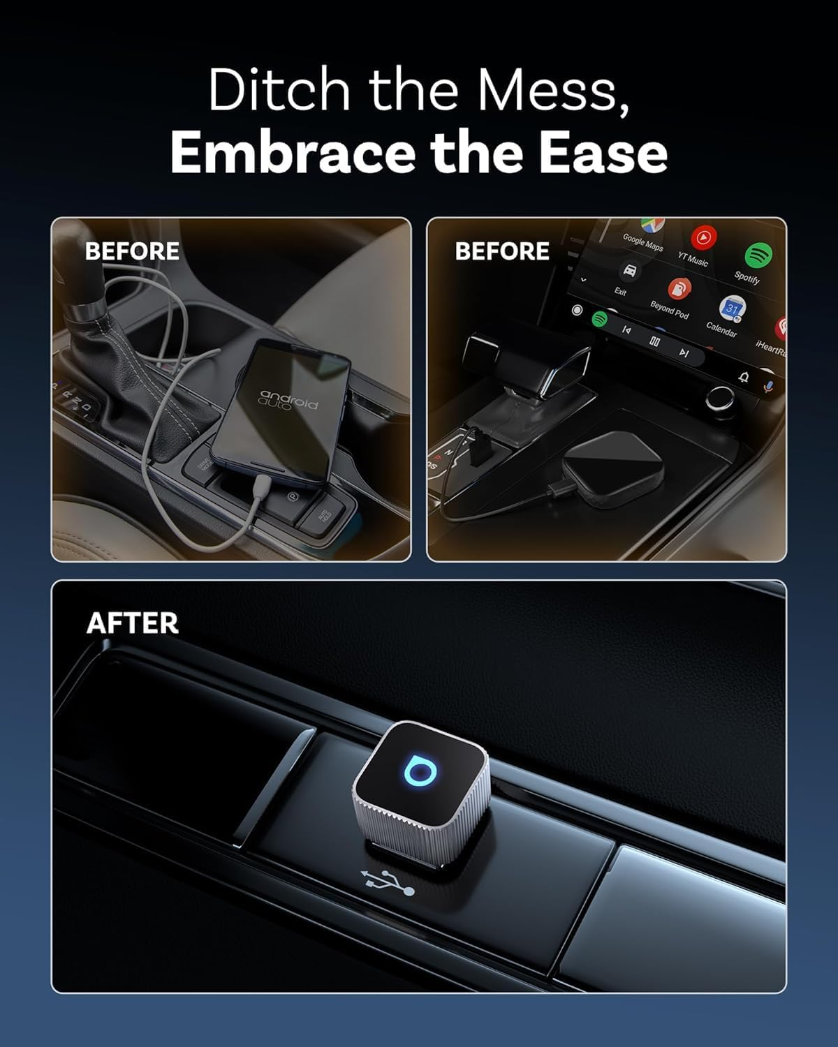 OTTOCAST Mini Slim Wireless Adapter for Carplay, 2-In-1 Auto Connection Device Compatible with Apple Iphone, Android Auto, USB Type-C, Low Latency image number 4