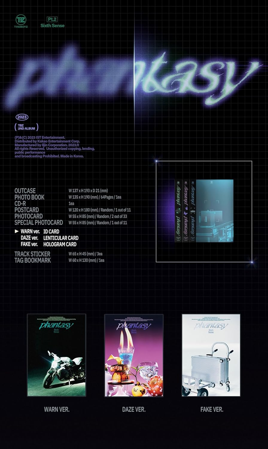 The Boyz Phantasy_Pt.2 Sixth Sense 2Nd Album Standard Random Version Cd+64P Photobook+1P Postcard+2P Photocard+3Ea Track Sticker+1Ea Tag Bookmark+Tracking Sealed TBZ image number 3