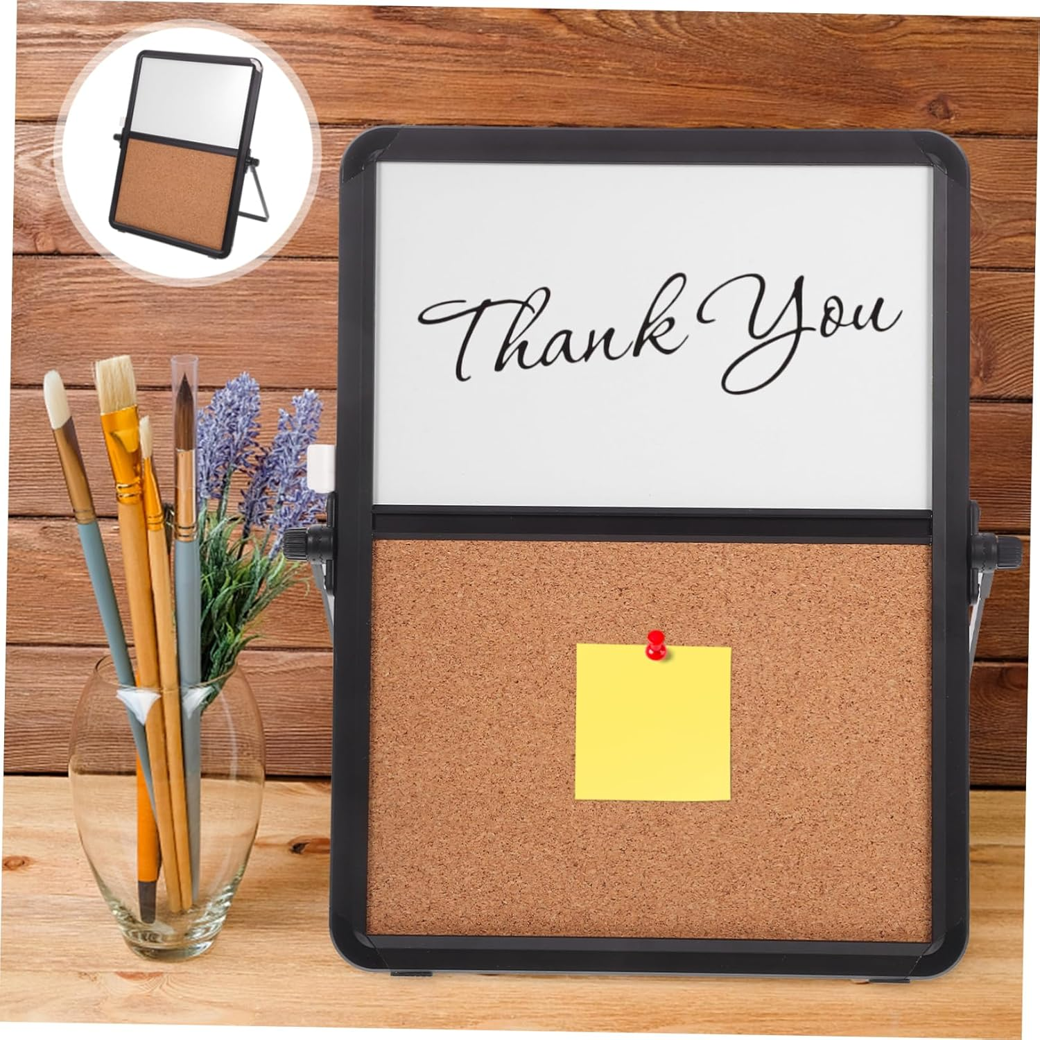 FUNOMOCYA Office Desk Accessory Dual-Sided Whiteboard Corkboard Push Pin Display Board Wall Decor image number 6