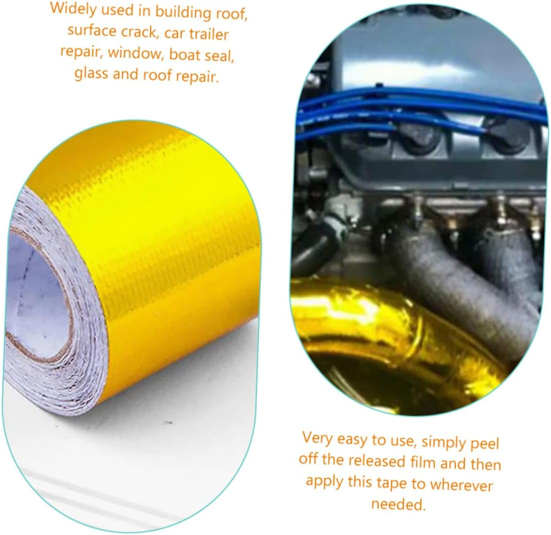 2Pcs Aluminum Foil Seal Tape Heat Insulation Tape Double Sided for Car Exhaust Duct Seal image number 3