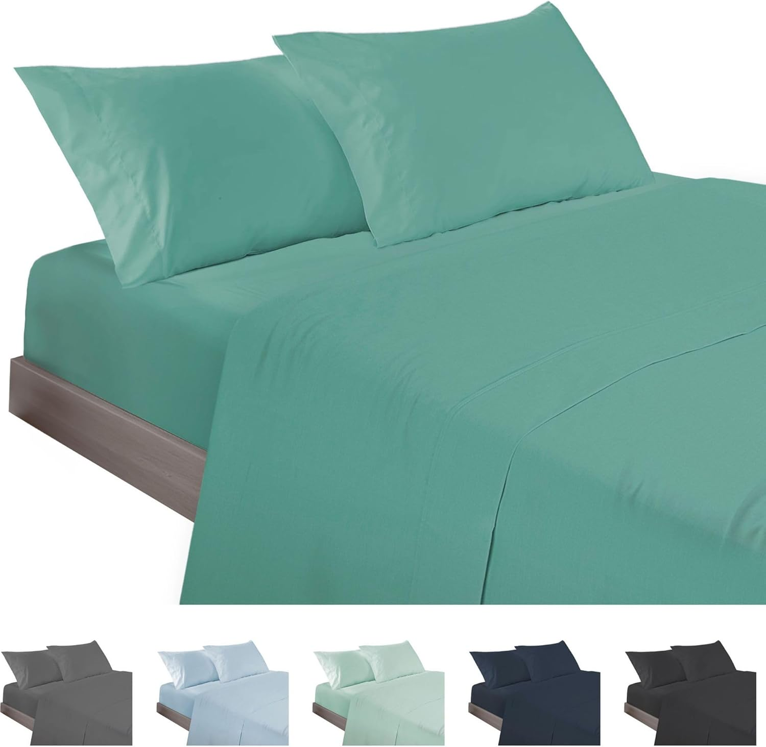 ECOMMERC3 4 Piece Bedding Set for 180 Cm Bed, Fitted Sheet, Duvet Cover and 2 Pillowcases 45 X 100 Cm, White