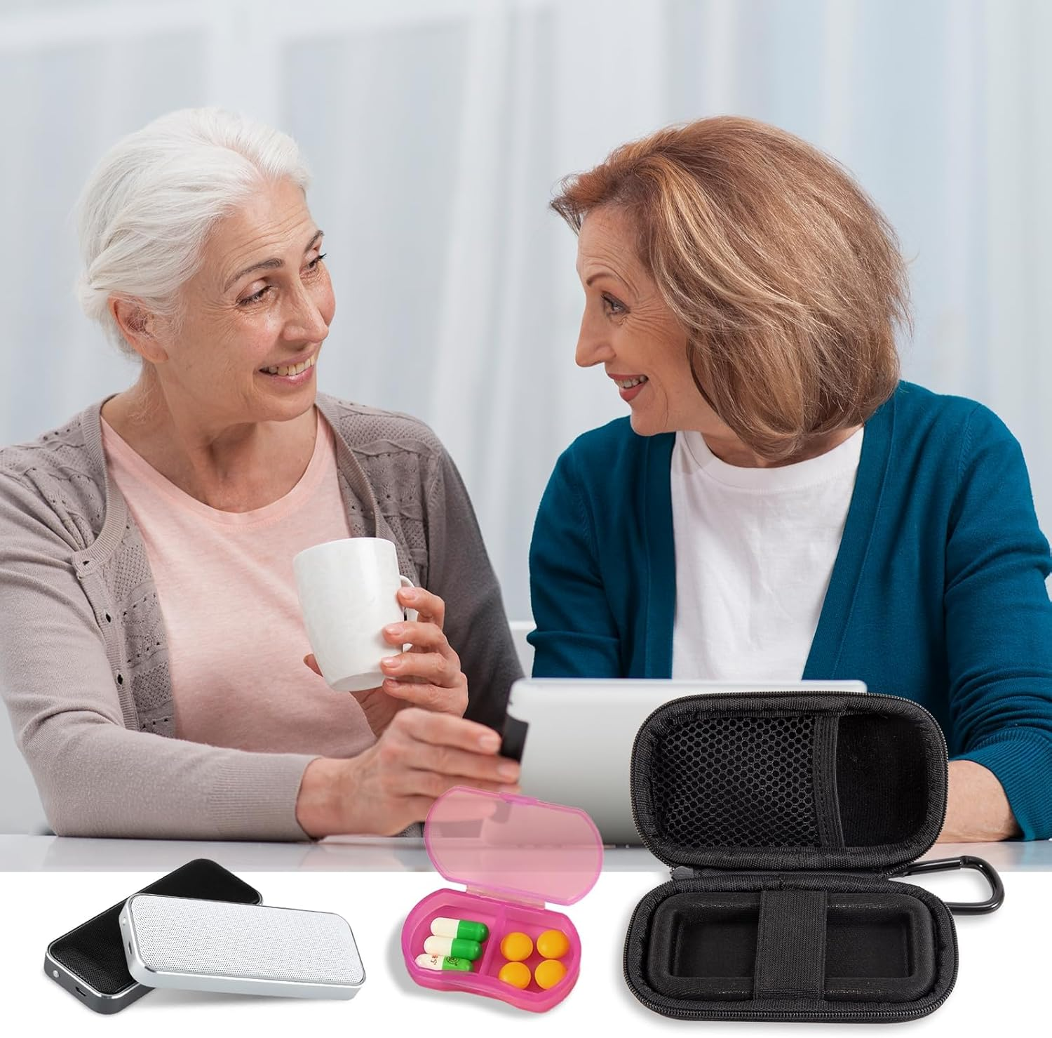 Heart Monitor Case for Alivecor Kardiamobile 6L/5L ECG/EKG &ndash; Lightweight Protective Carrying Case with Pill Box & Keychain, Compatible with Apple & Android Devices (Case Only) image number 5