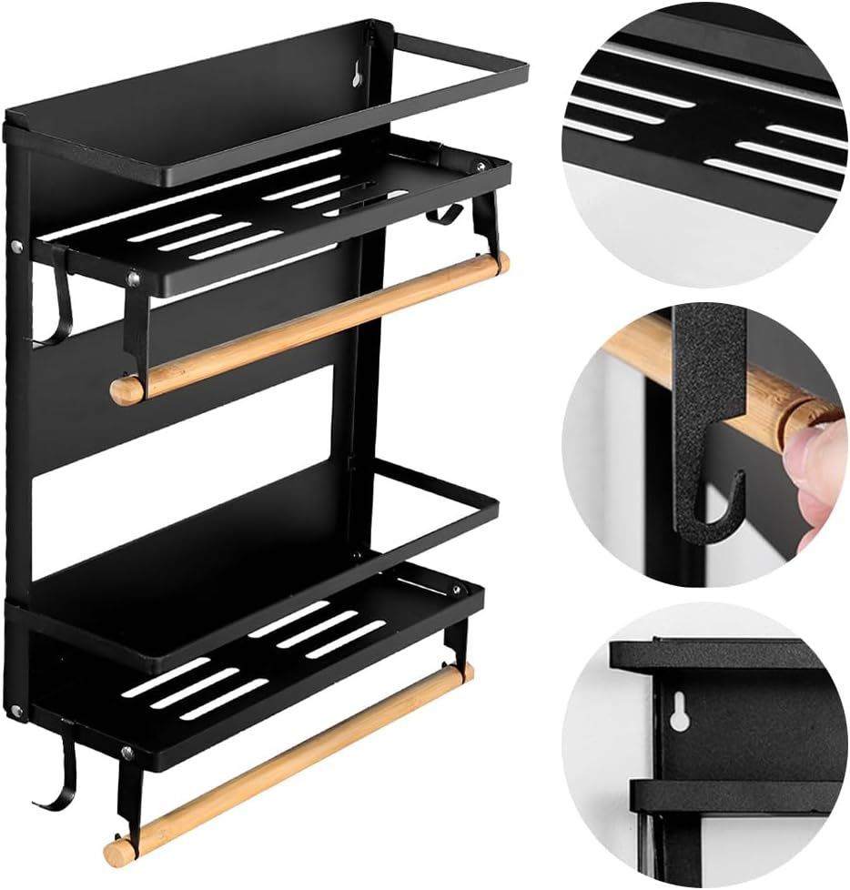 Refrigerator Rack,Magnetic Spice Rack,Refrigerator Shelf,Moveable Magnetic Fridge Organizer,Household Condiment Rack,For Kitchen Organization and Storage image number 3