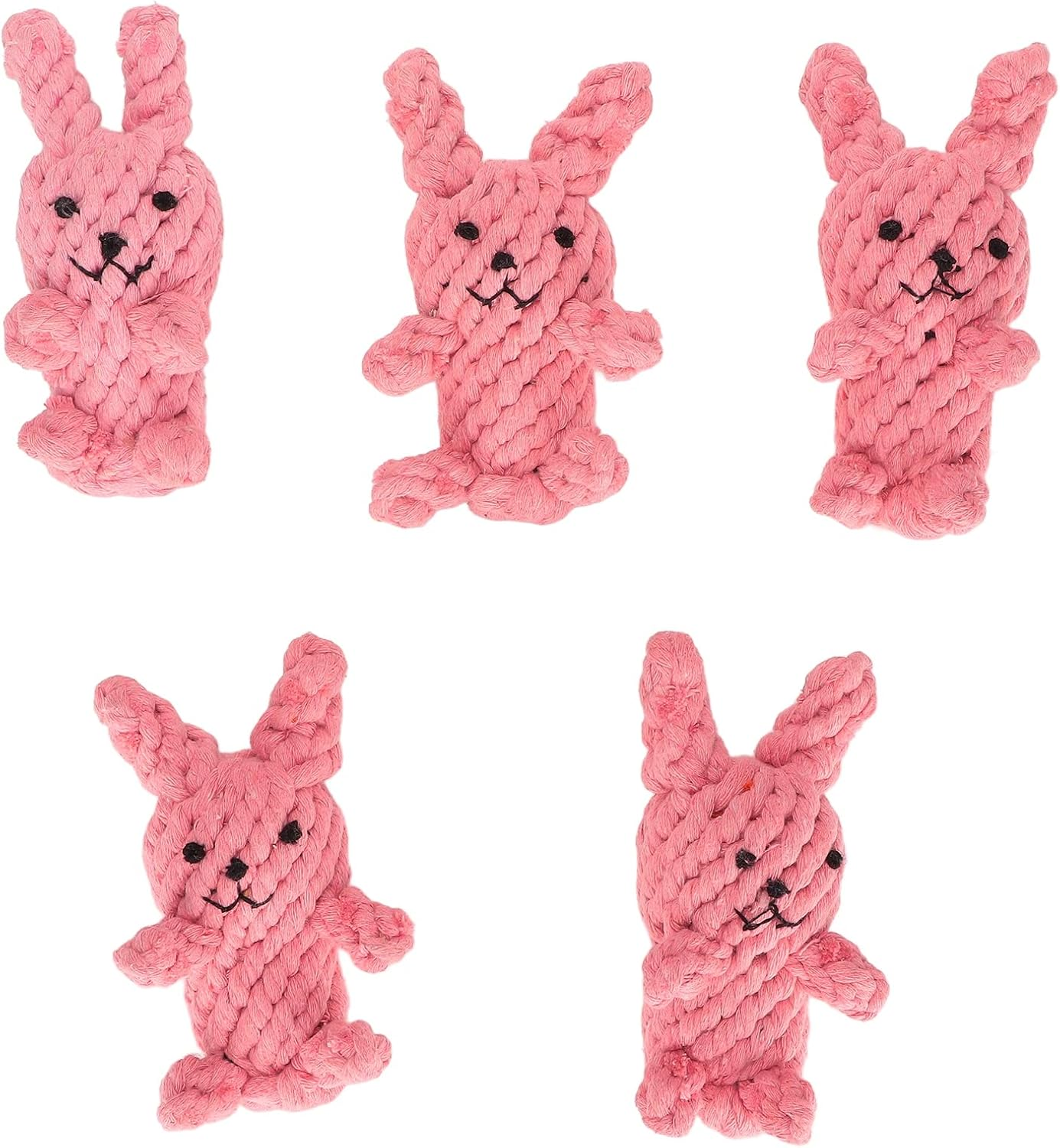 5Pcs Bite Resistant Dog Chew Toy Cotton Rope Rabbit Shape Toy Dog Molar Toy Teething Training for Small Medium and Large Dog Pets image number 3