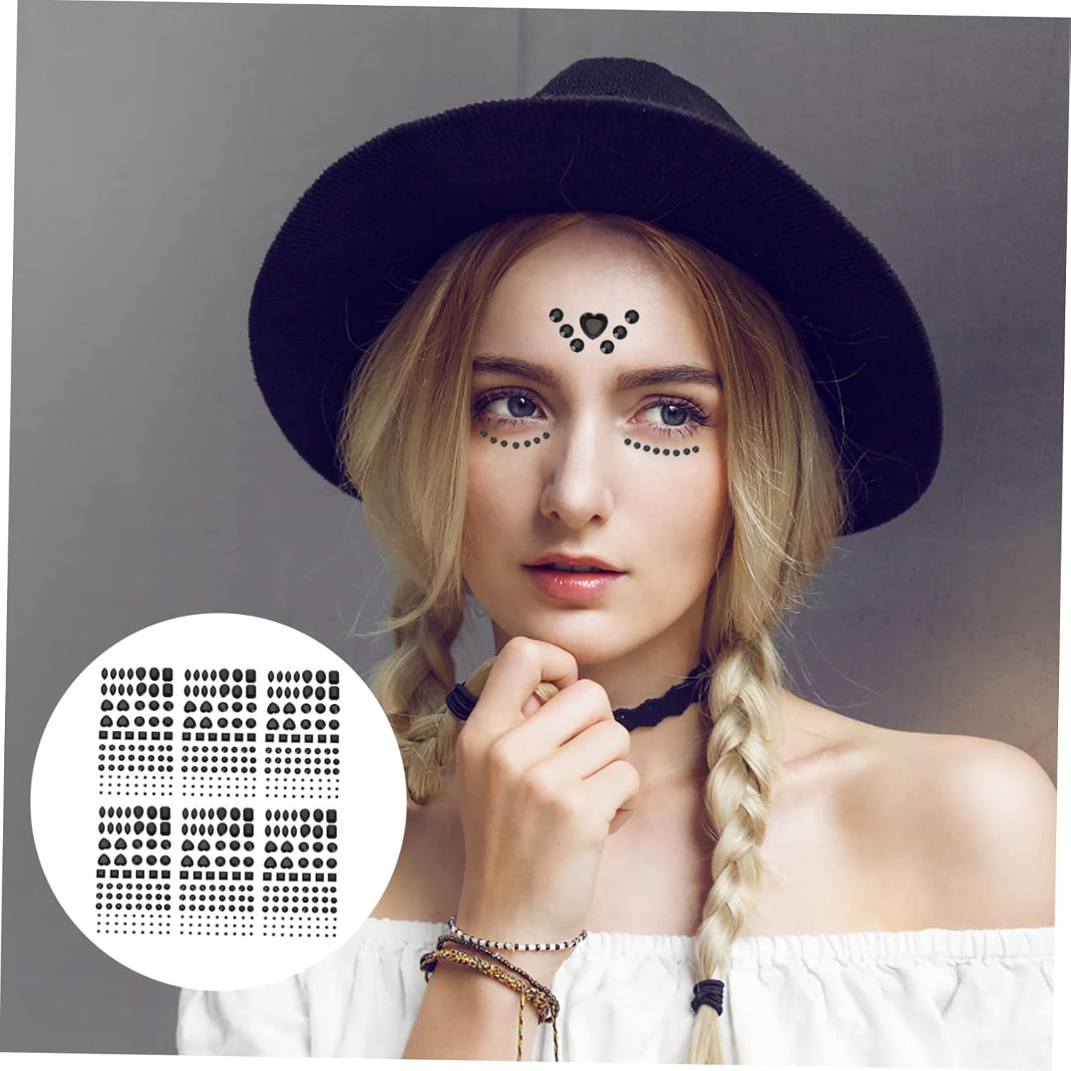 ABOOFAN 6 Sheets Rhinestone Acrylic Stickers for DIY Crafts Black Shiny Decorative Adhesive 3D Stickers for Home Decor and Art Projects image number 5