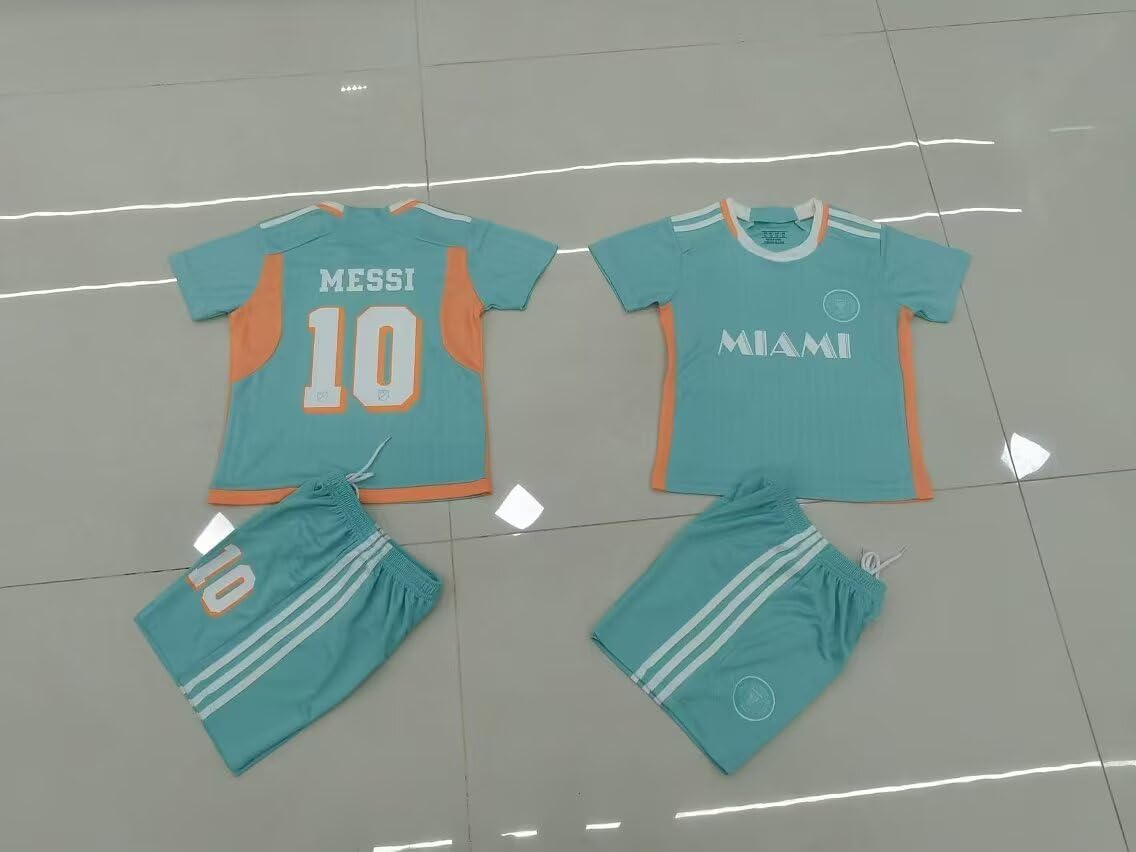 Soccer Jersey Kids,Soccer Jersey for Youth, Football Sportswear Uniforms Suit with Socks, Fans Gift T-Shirt，Messi Club Unisex Jersey image number 3
