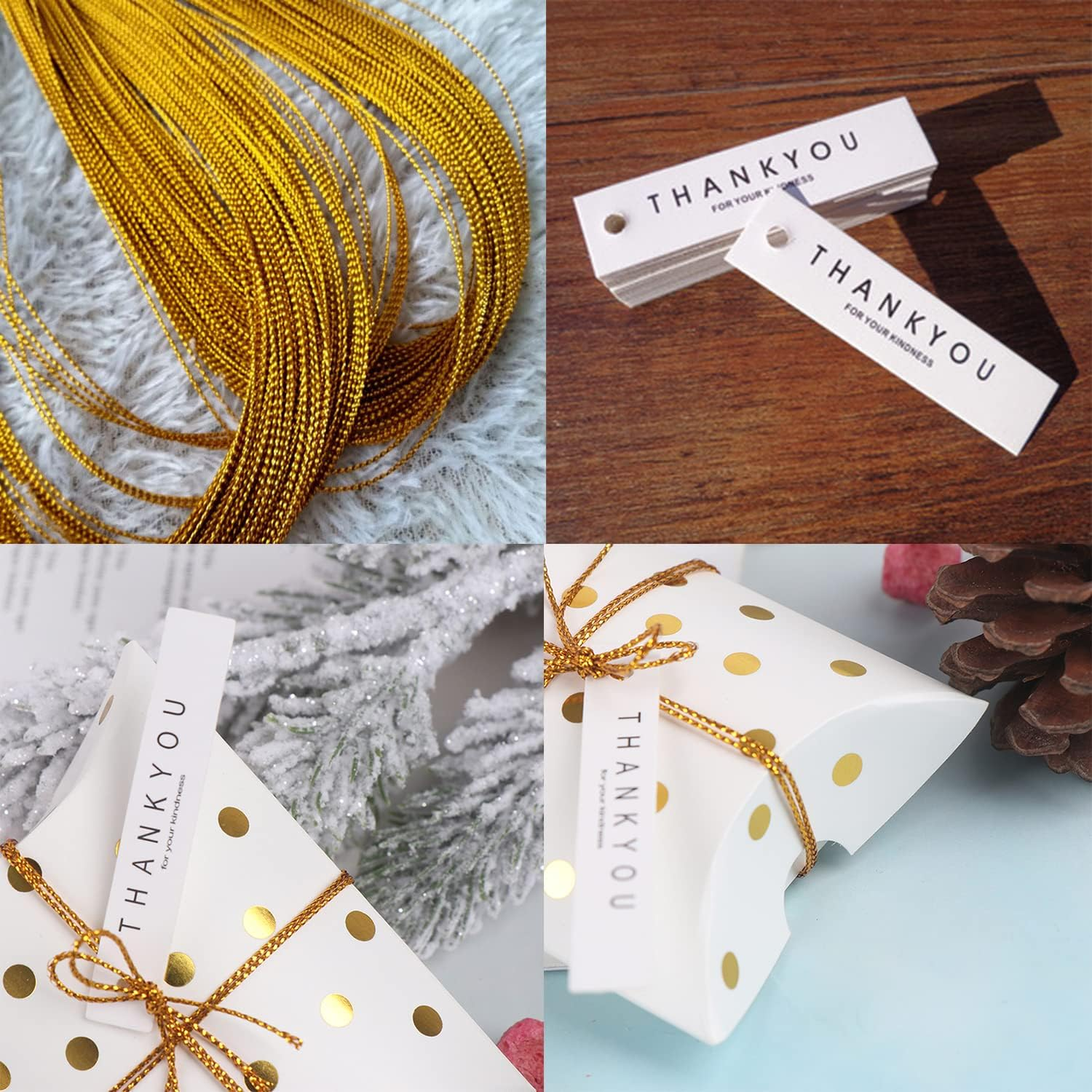 Paifeancodill Pillow Gift Boxes with Gold Ropes, 52 Pcs Small DIY Gift Candy Chocolate Boxes, Wedding Favor Boxes, Paper Gift Boxes, Small Gift Boxes with Ropes, Easy Assemble Boxes for Party Banquet image number 3