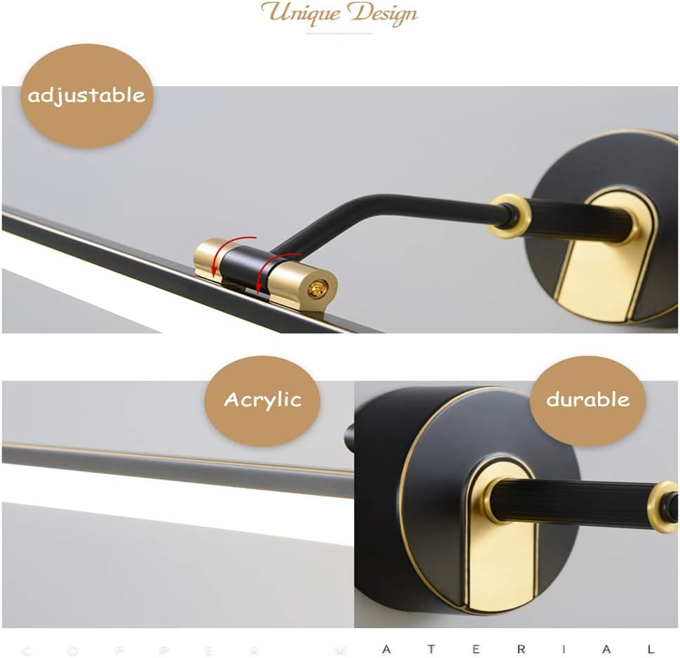 Led Bath Mirror Lamps,57Cm Metal Bathroom Wall Light Make-Up Lighting,Ip20 Waterproof Adjustable Mirror Frame Light,Vanity Mirror Light,Energy-Saving Wall Light Bedside Lamp,Natural Light 10W,White image number 1