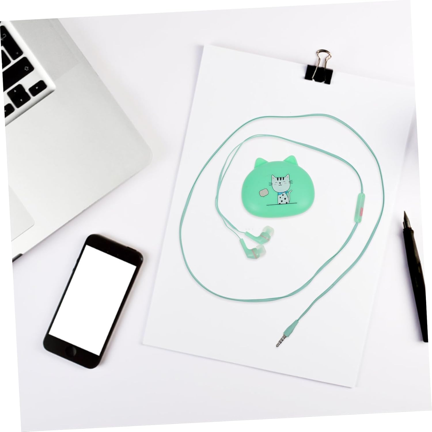 ROMISBABA In-Ear Corded Earphones Microphone for Phones, Portable Wired Earbuds, Green, Compatible Mobile and Computer Use image number 1