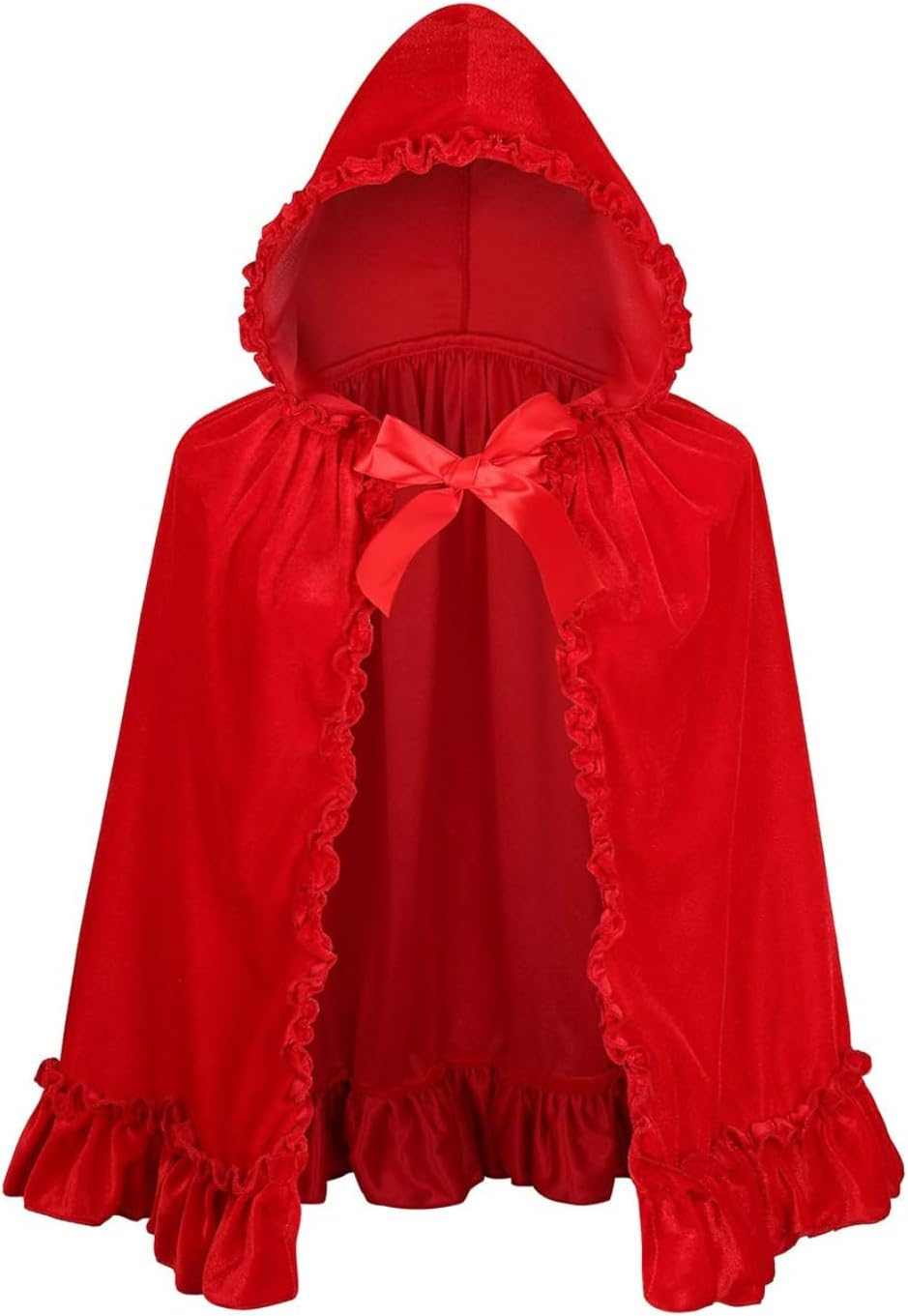 Little Red Riding Hood Cape,Adult Red Velvet Cloak with Hood Fairytale Character Halloween Costumes Accessories for Women