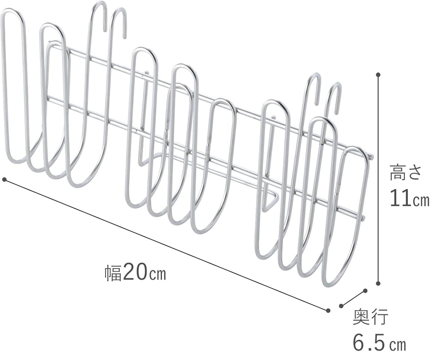 Shimomura Planning 40133 Tsubamesanjo 3 Row Glass Hook for Drying Rack, Made in Japan, Compatible with Bottles and Milk Packs, Can Also Be Used as a Cutting Board Stand, Stainless Steel