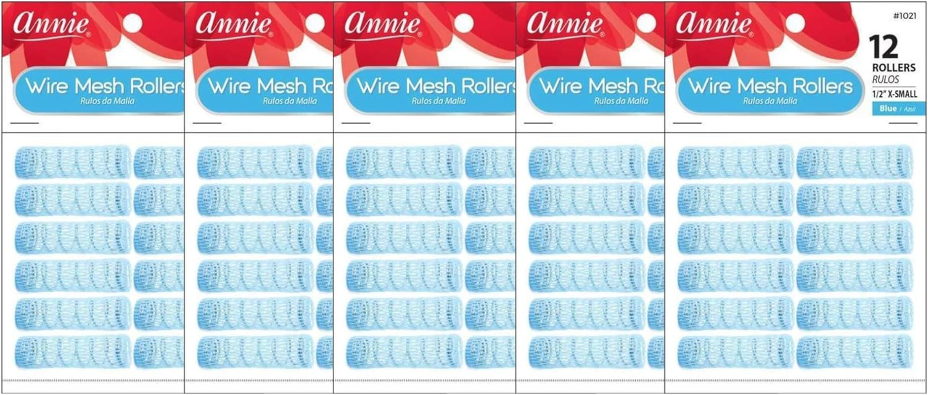Annie Wire Mesh Rollers #1021, 12 Count Blue X-Small 1/2 Inch (2 Pack)
