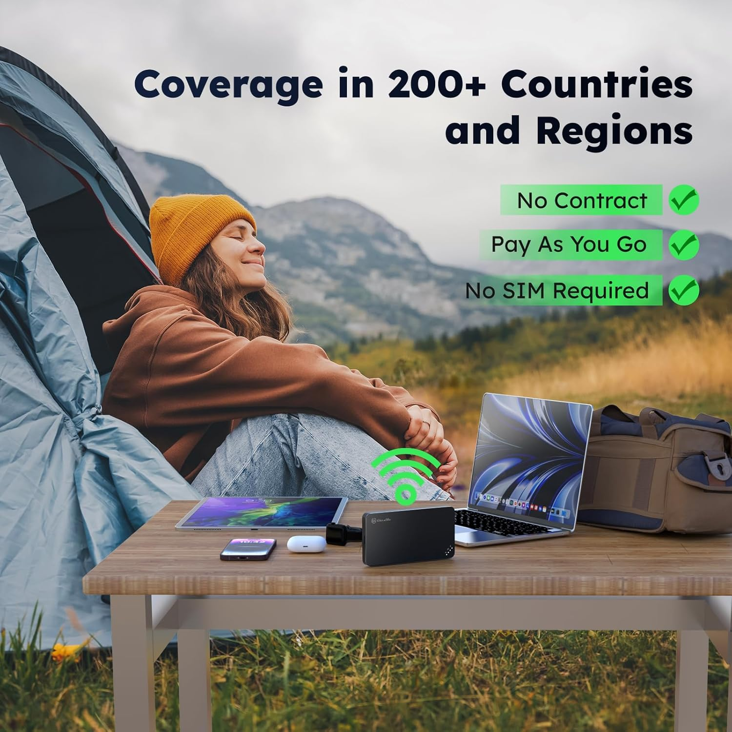 Glocalme U3 4G LTE Mobile Hotspot, Portable Wifi Hotspot for Travel in 200+ Countries, No SIM Card Needed, Smart Local Network Auto-Selection with Global 1GB Data 30 Days, Pocket Wifi (U3 White) image number 1