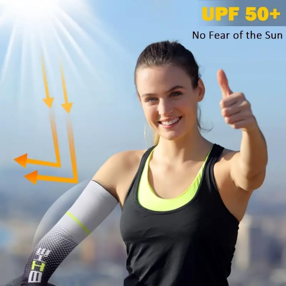 AZRAGON Ice Silk Arm Sleeves & Headscarf Set - UV Protection Cooling Sport Accessories for Cycling, Basketball, Outdoor Activities,Anti-Pilling & Quick-Dry Technology (2-Pack) image number 3