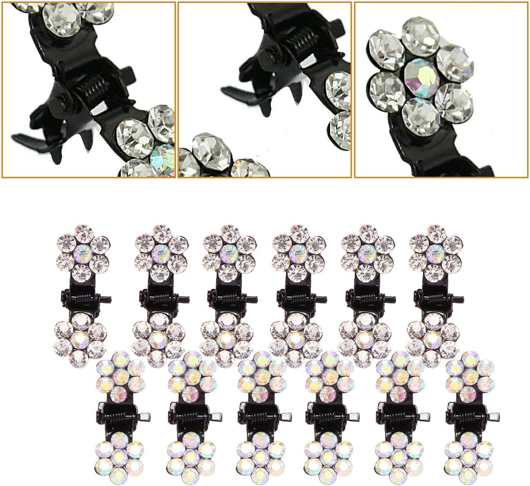 LAKJUOZ Pack of 24 Mini Rhinestone Hair Clips, Mini Metal Hairpin, Plum Diamond Hair Clip, Suitable for Girls, Women, Hair Accessories, Wedding, Prom, Headpiece image number 4