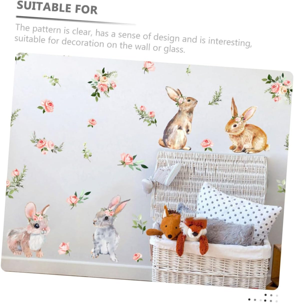 Easter Decor Wall Stickers 3Pcs Rabbit Sticker Decals Chic PVC Animal Stickers for Easter image number 6
