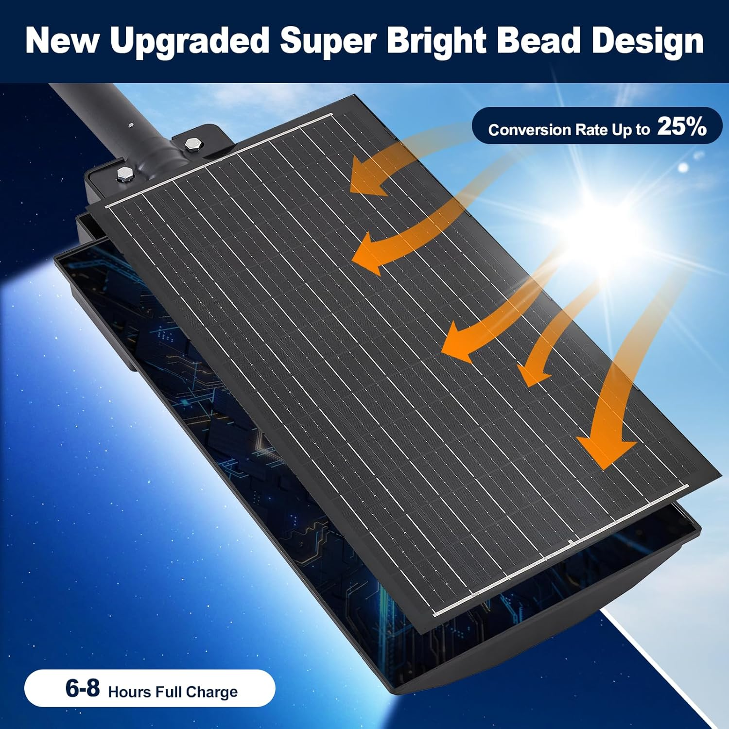 6000W Solar Street Light Outdoor, YACAISI 8500K Super Bright Commercial Parking Lot Dusk to Dawn Waterproof Lights, LED Solar Security Motion Sensor Lamps for Court, Garage, Yard, Road image number 1