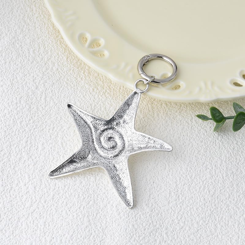 Ocean Starfish Keychain Accessories Charms Y2K for Purse Beach Bag Charms for Handbags Bag Starfish Charm Silver Keyring for Car Keys Beach Themed Keychains for Men Women Sea Lover Birthday Gift Ideas