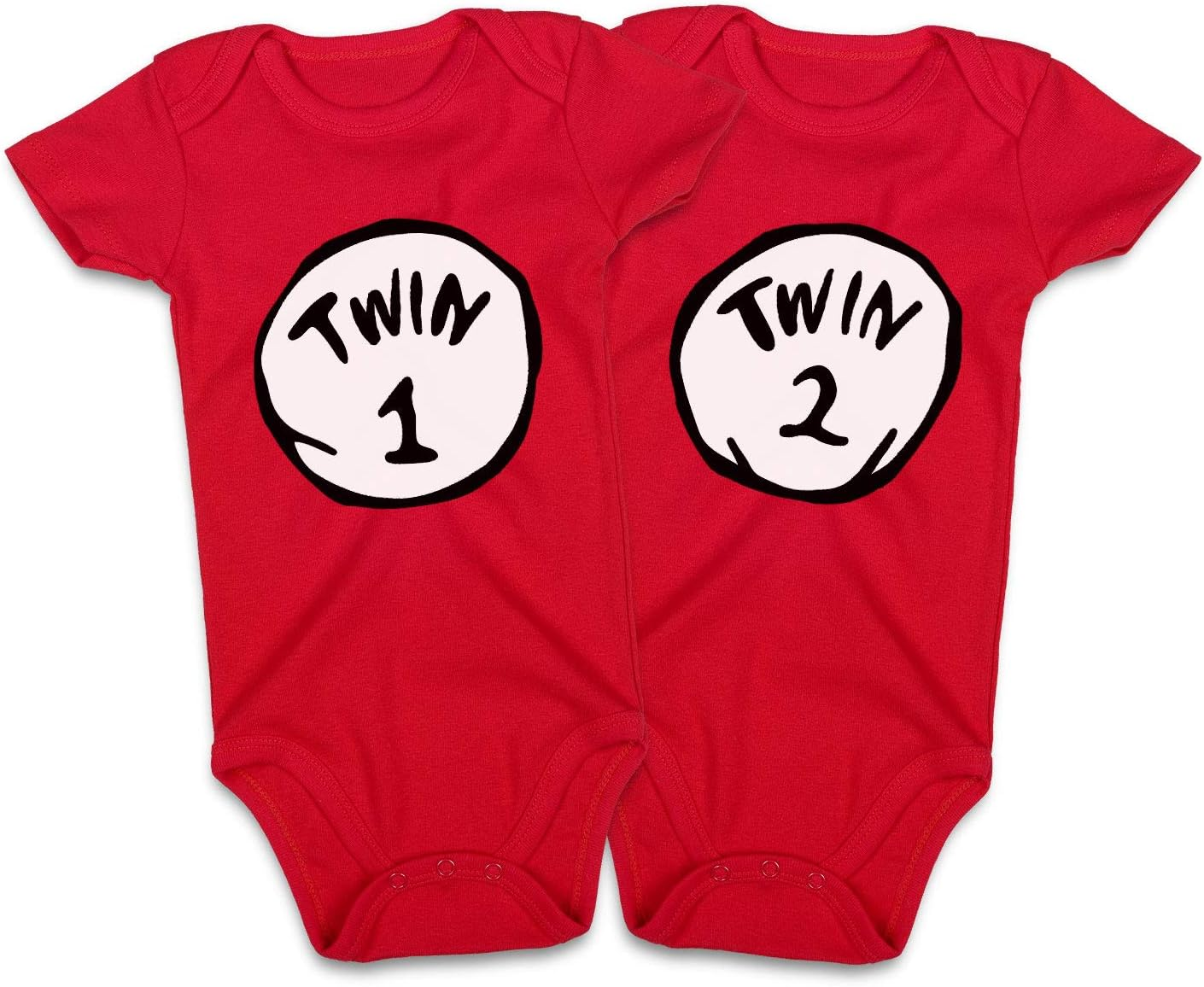 DEFAHN Twins Infant Baby Boy Girl Bodysuit, 2Pcs Unisex Funny Letter One-Piece Jumpsuit Clothes Outfits image number 6