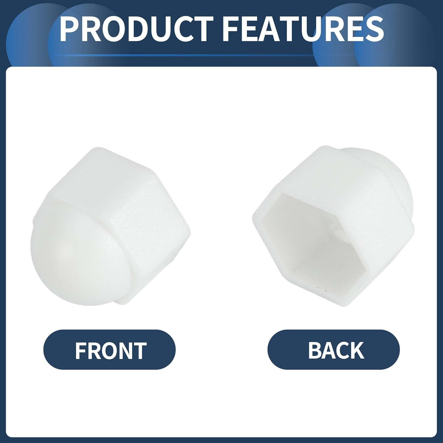 INFINAUTO Wheel Nut Bolt Outer 19 Mm Rims Tyre Nut Screws Dust Cap Cover Nut Protection Plastic White Pack of 1 image number 3