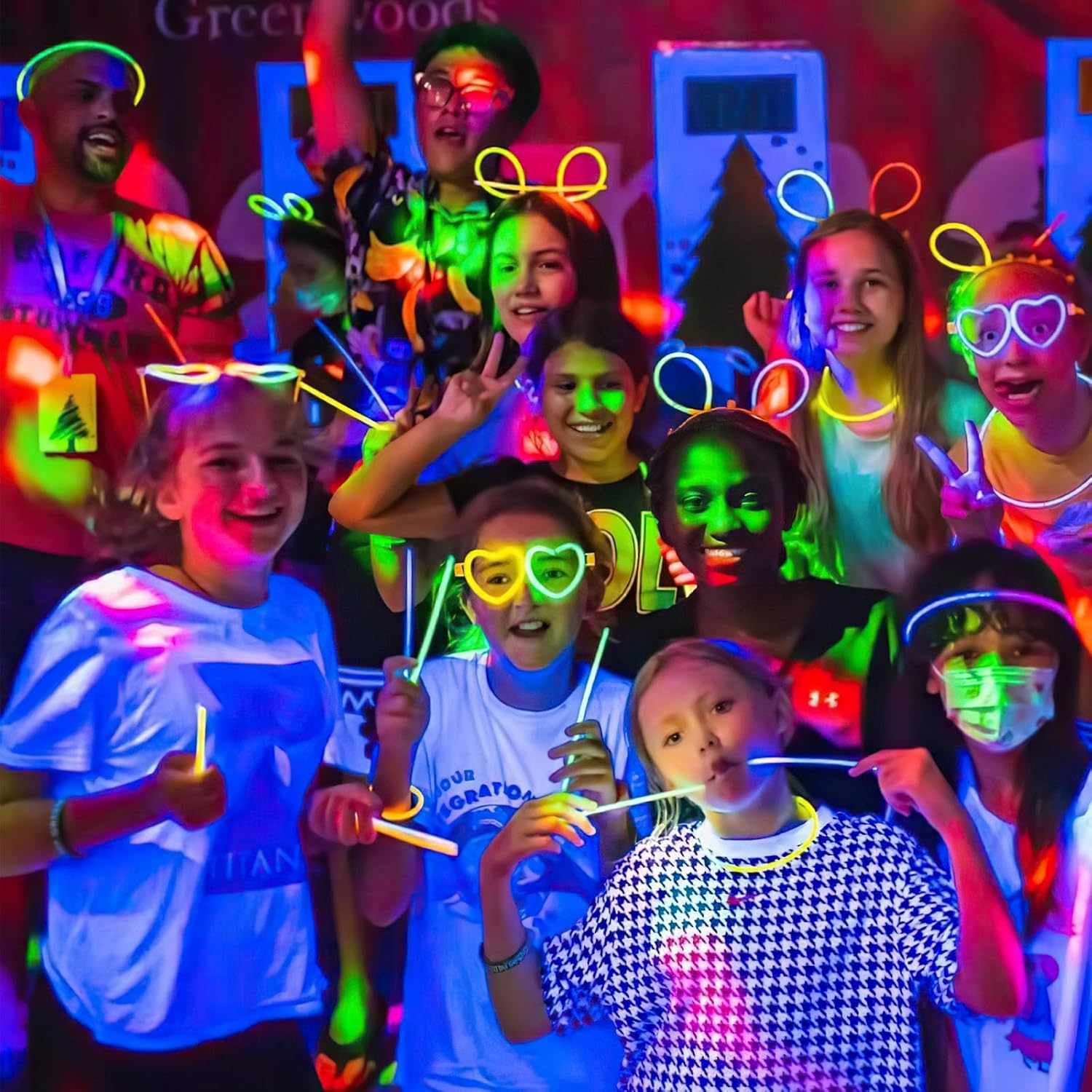 252Pcs Glow Sticks Bulk Party Favors-Safe Glowsticks with 152 Connectors for DIY Bracelets, Necklaces, Glasses, Perfect for Night Events, Easter, Christmas, Halloween, Football Party Supplies image number 2