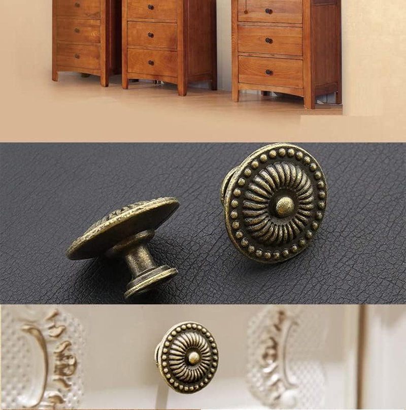 10Pcs Vintage Knobs Retro Chic round Knobs,Antique Cabinet Knobs,Retro round Drawer Pull Knobs Handles,Vintage Dresser Knobs Bronze,Vintage Cabinet Drawer Knobs, Antique Bronze Dresser Drawer Handles - Style B image number 4