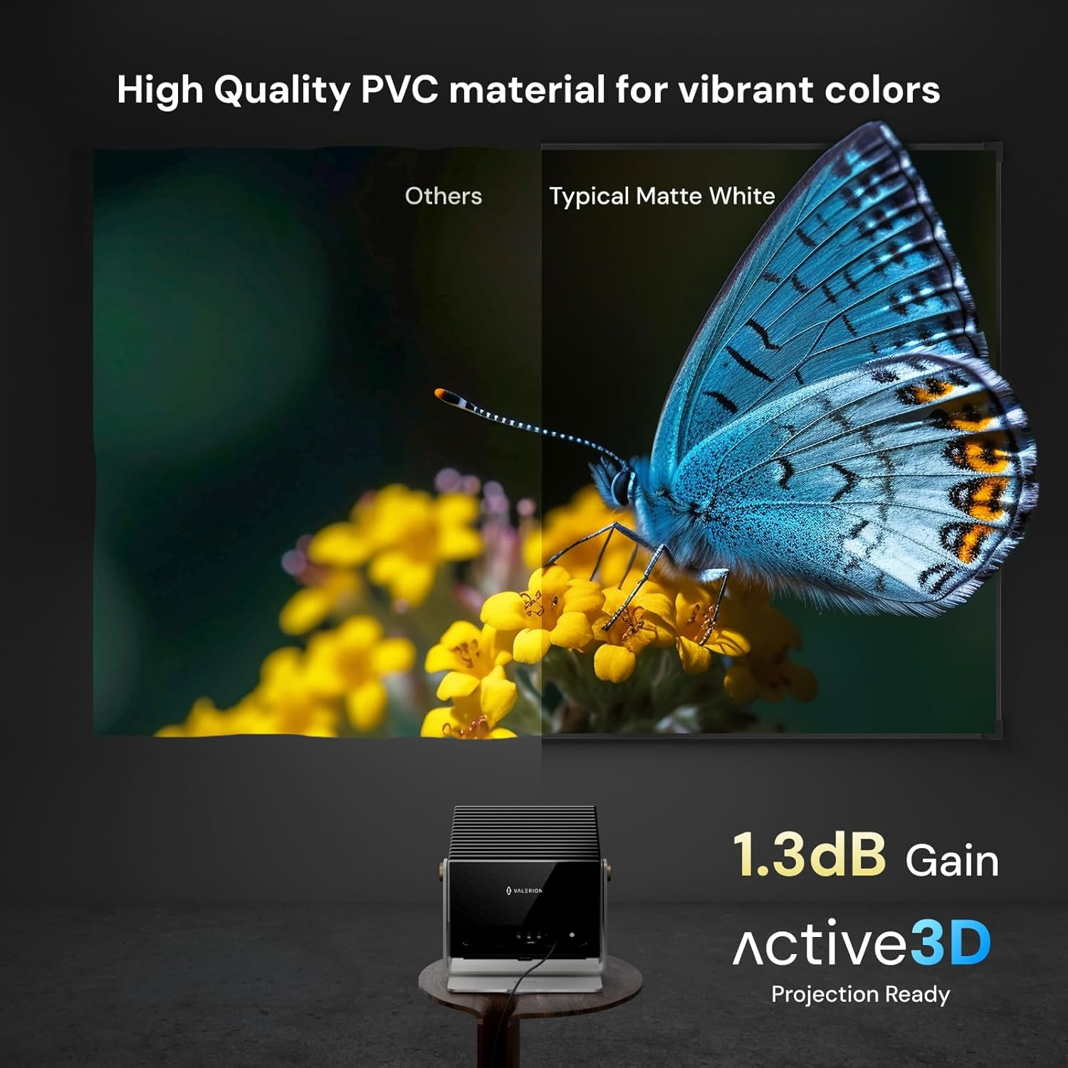 Valerion 120-Inch Fixed Frame Projector Screen, 1.3Db Gain, 80% Picture Quality Enhancement, 4K/8K Ultra HD, 3D Compatible, Works with Long Throw, Short Throw & Ultra Short Throw Projectors image number 1