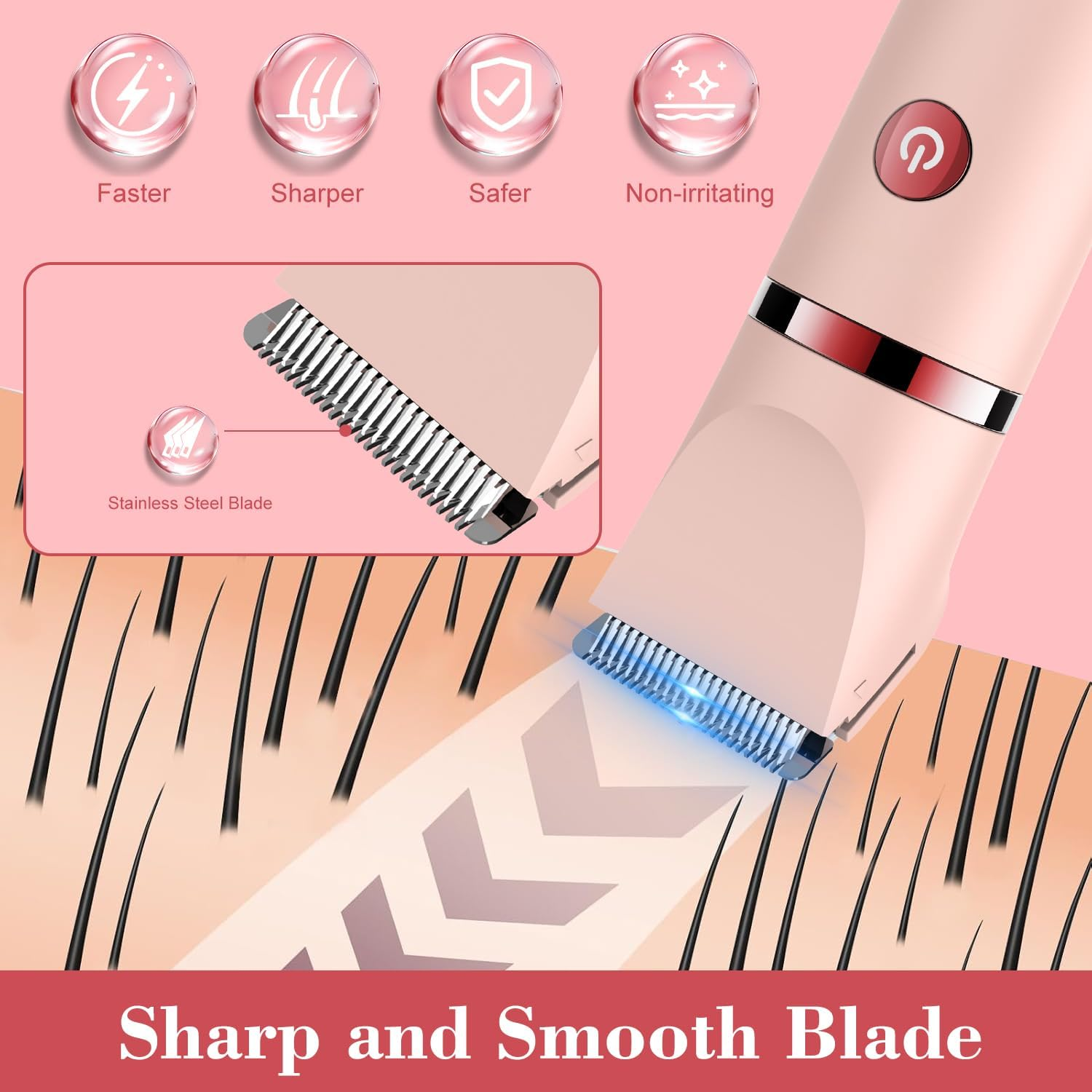 Hatteker 3-In-1 Electric Razor IPX7 Waterproof Bikini Trimmer Wet & Dry Use Painless Personal Trimmer Groomer for Ladies Face Body Legs Bikini Public Hairs Electric Lady Shaver with Replaceable Heads