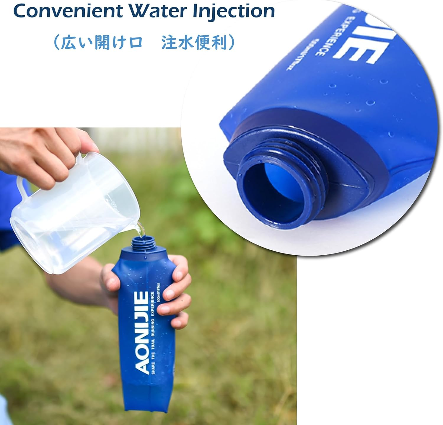 TRIWONDER TPU Soft Folding Water Bottles Bpa-Free Collapsible Flask for Hydration Pack - Ideal for Running Hiking Cycling Climbing image number 4