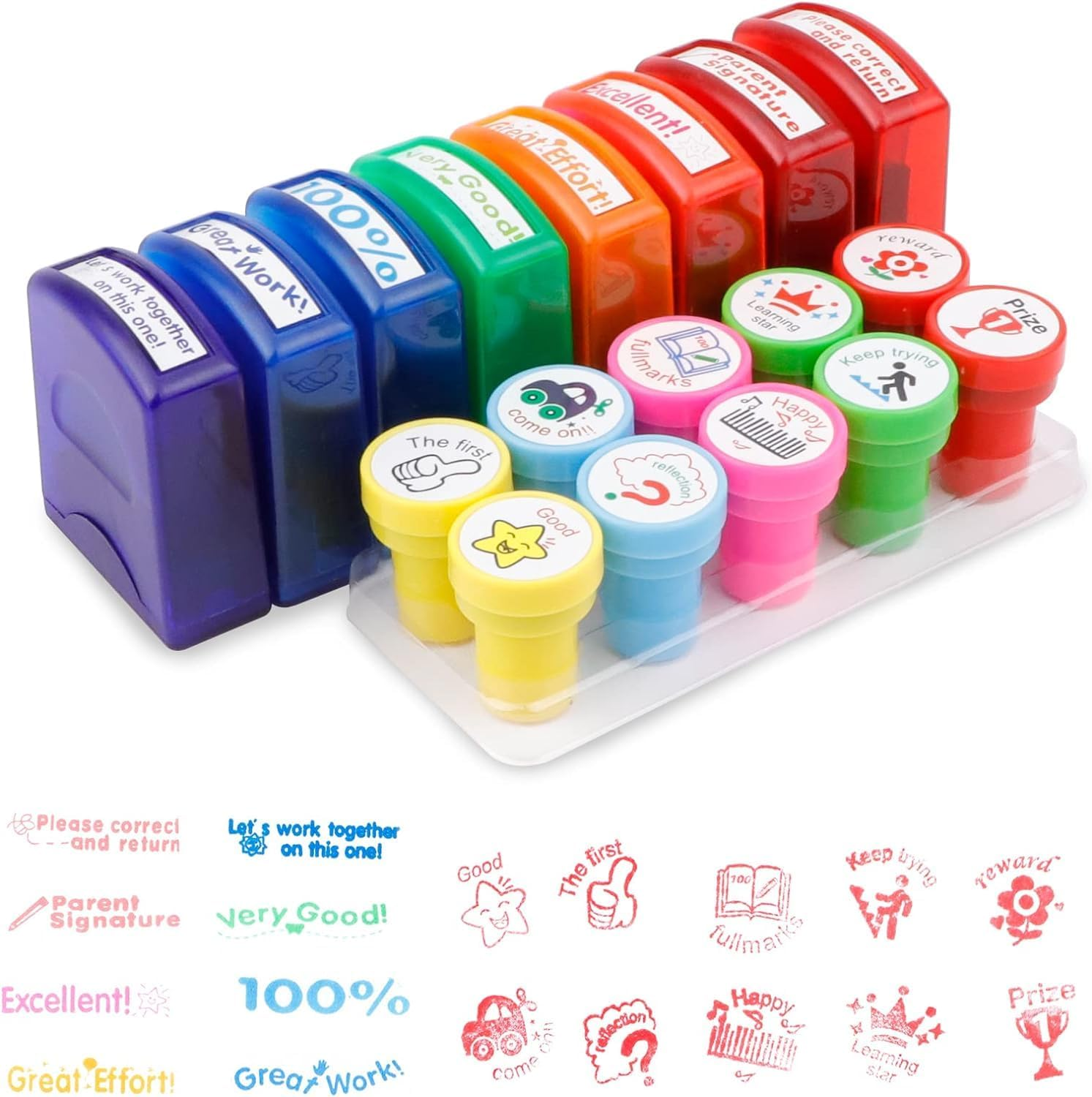 Slzhds Self-Inking Teacher Stamp Set, 18 Pcs Motivational Stamps for Grading & Encouragement, Fun Classroom Stamps for Teachers & Parents, Ideal for Kids Learning & Homework (18 Pcs) image number 2