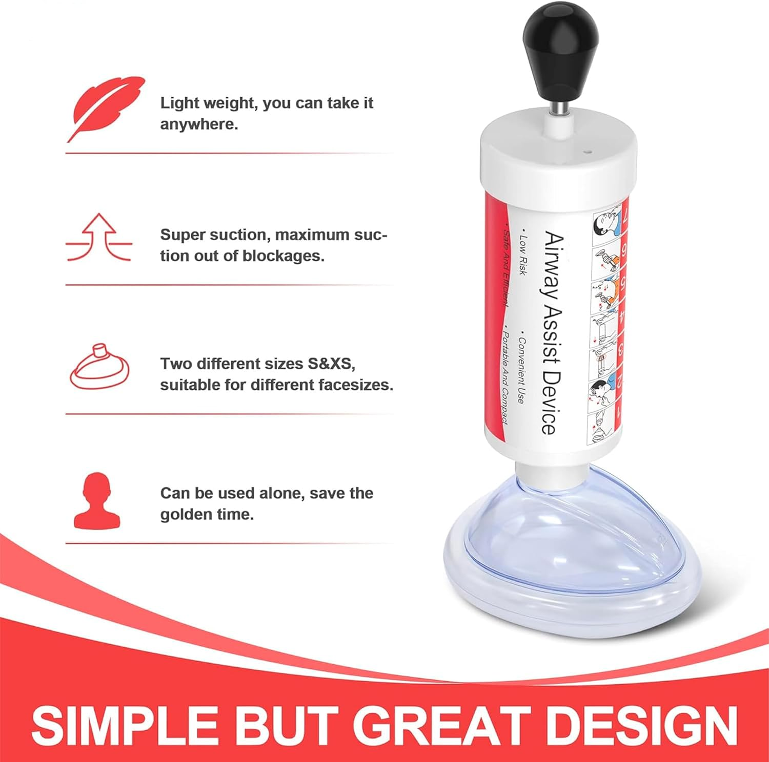 Emesak Effective Assist Device Works for Removing Foreign Material, Emergency Airway Clear Device, Easy to Carry, Safe & Effective to Remove Blocked Objects, Can Be Reused First Aid Home Kit image number 2