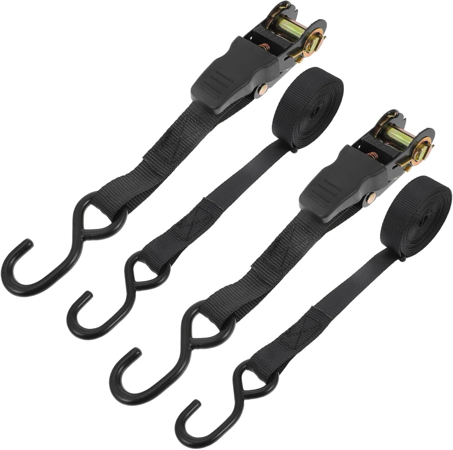 GLEAVI 2 Sets 25Mm Cargo Binding Belt Ratchet Straps Luggage Tightening Rope Car and Motorcycle Tie-Downs Black Sturdy Baggage Securing Straps for Travel and Transport image number 6