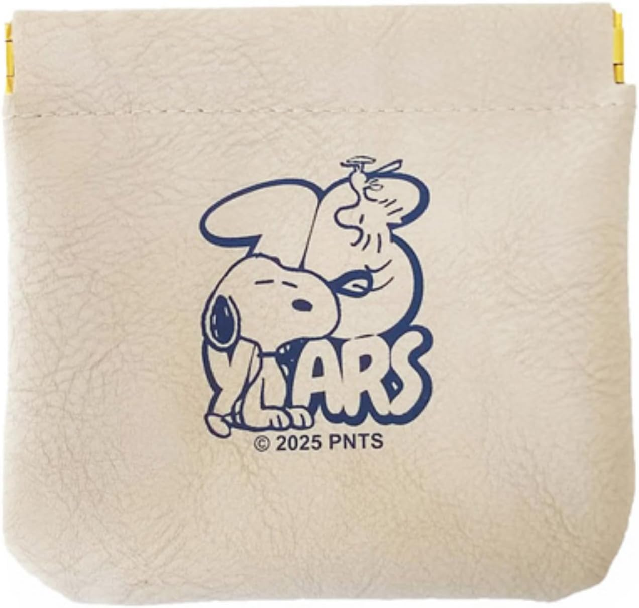 Snoopy Mini Pouch, Spring Mouth, Trinket Case, Lip Cream, Wireless Earphone Case, Eye Drop, Small Storage, Cute, Character, Snoopy & Japanese Style, 75Th Anniversary Logo, Ivory, 4.3 Inches (11 Cm)