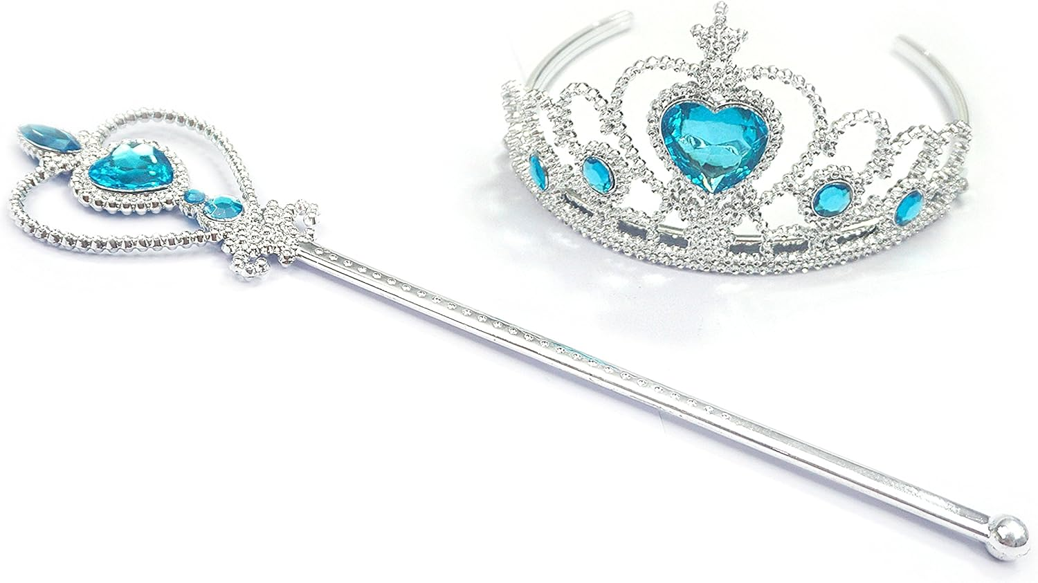 Kuzhi Frozen Elsa Crown Tiara and Wand Set &uml;C Silver Heart Jewel &iexcl;&shy;