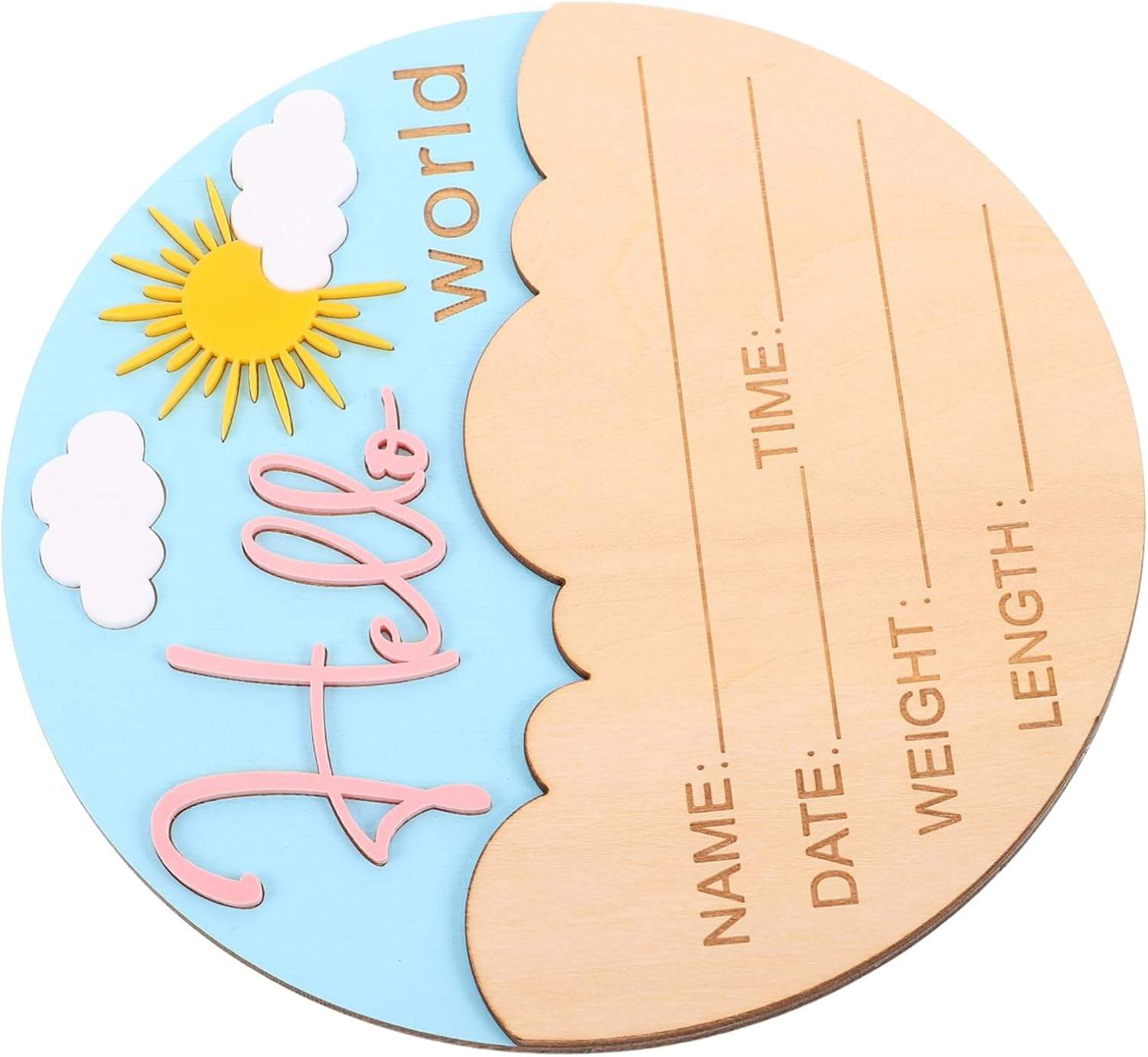 Yardwe Wooden Birth Name Plaques for Boys Photo Props for Shower Nursery and Hospital Lightweight Durable Design