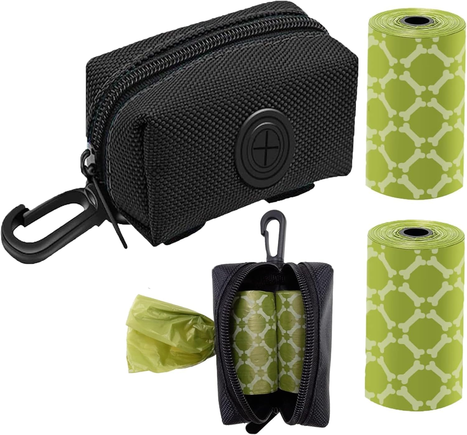 CUBETA Poo Bag Holder for Dogs, Poop Bag Holder for Dog Leash, Soft Fabric Zipper Fits Any Leash - Poop Bag Dispenser with 2 Rolls of Poo Bags image number 2