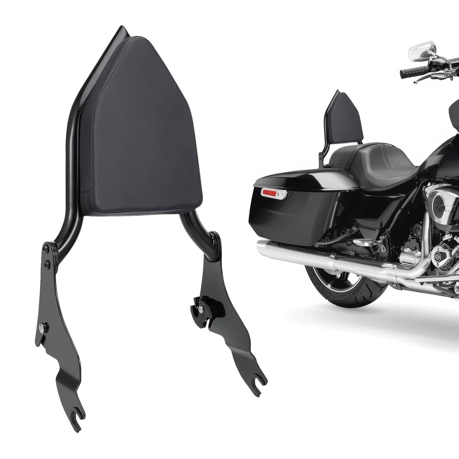 Sissy Bar Backrest Detachable Passenger Backrest Pad Compatible for Harley Davidson Touring Electra Glide, Road King, Road Glide, Street Glide, Ultra Limited 2009-2025 (Black)