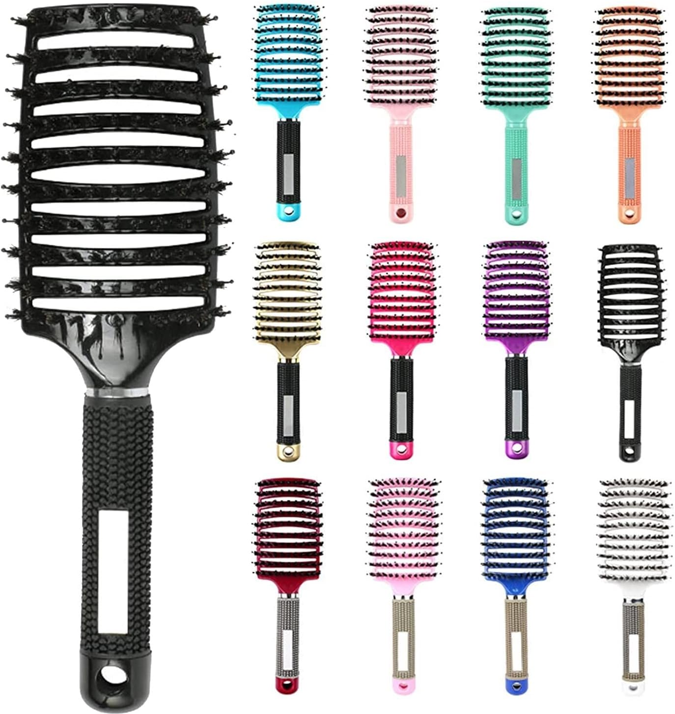 My Sensory Space Detangling Hairbrush, Magical Brush Detangler, Detangler Bristle Nylon Hairbrush, Curved and Vented Detangling Hair Brush (Color : Black)1