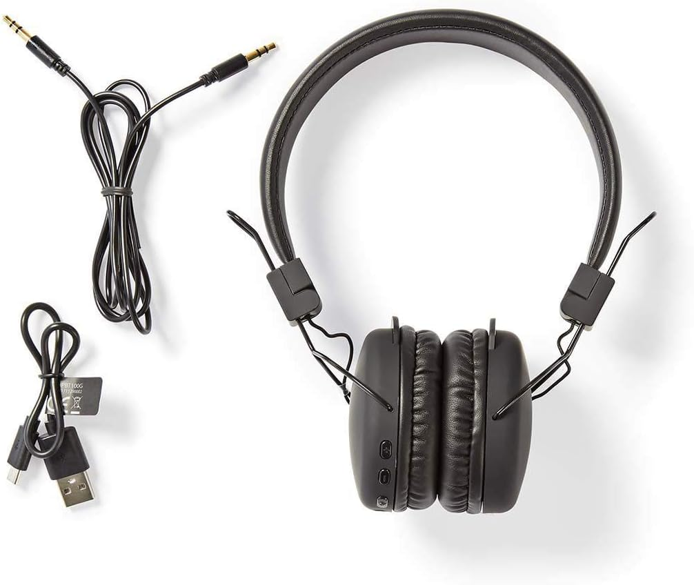 NEDIS Wireless On-Ear Headphones | Maximum Battery Play Time: 15 Hrs | Built-In Microphone | Press Control | Volume Control | Black image number 2