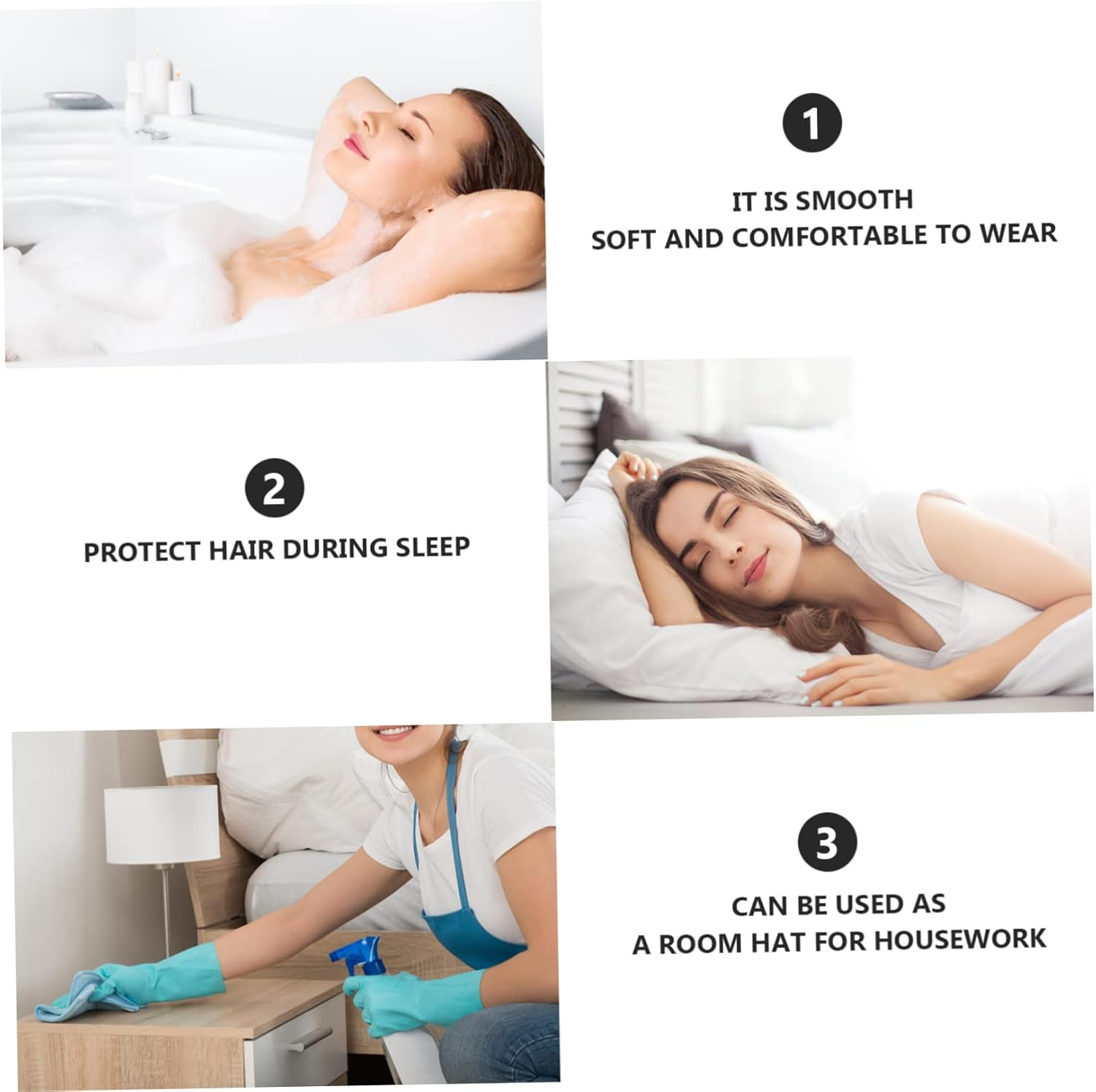 HORIALENCE Thin Cotton Sleeping Beanie Hat with Elastic Band for Sports and Sleep Breathable Lightweight Hair Accessory Cap for Women and Men Comfortable Stretchable Fit image number 5