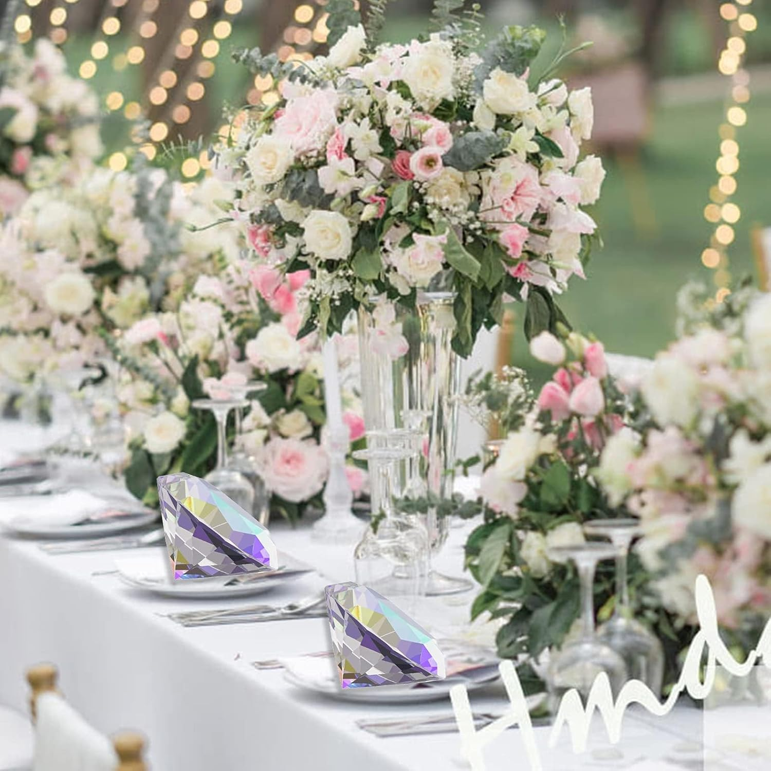 4Pcs 50Mm AB Color Coated Crystal Diamond Paperweight Suncatcher Rainbow Maker,Nail Diamond Backgrounds for Pictures, Home/Office Desk Decorations, Big Fake Diamond (AB Coated, 50Mm) image number 2