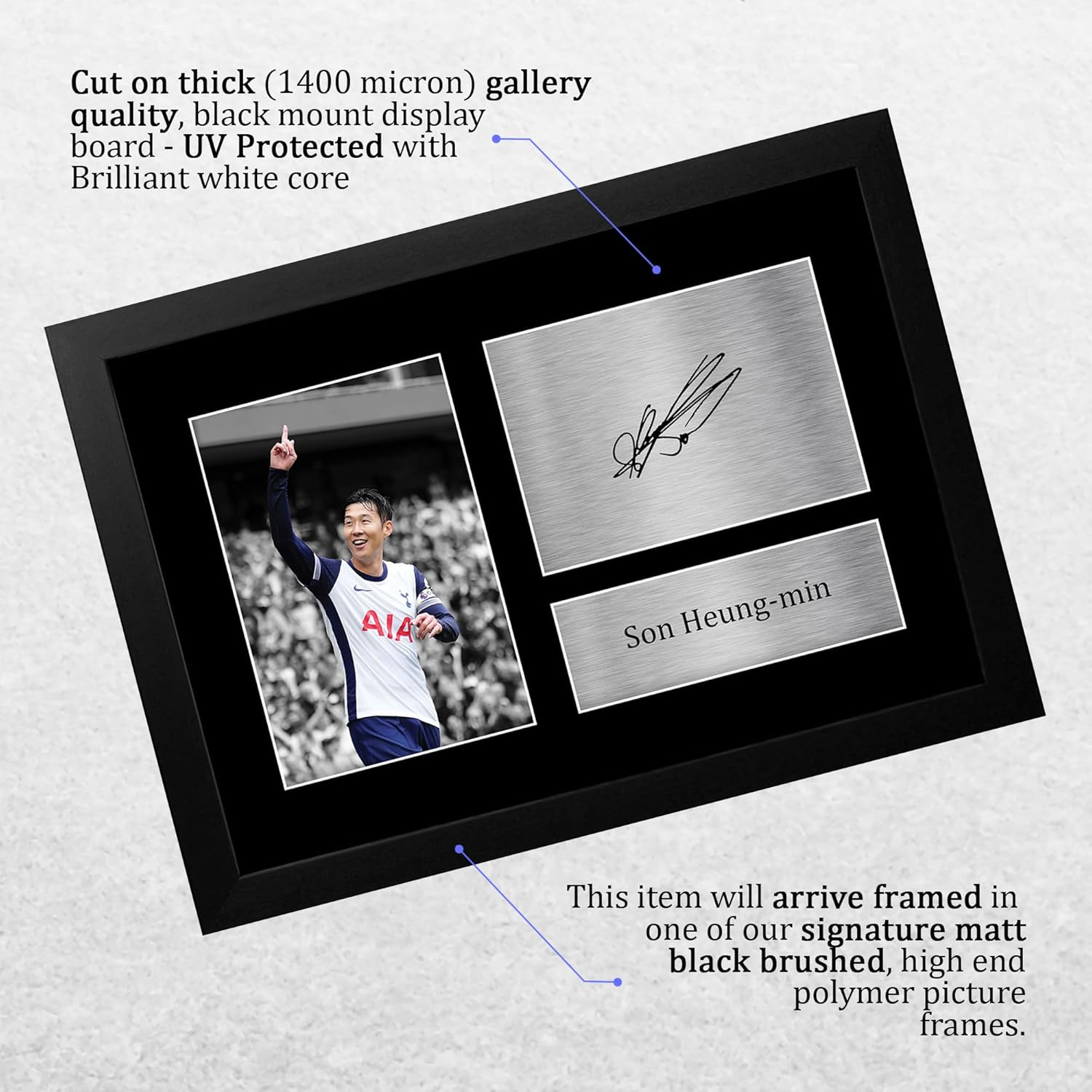 HWC Trading Son Heung-Min Gift Signed FRAMED A4 Printed Autograph Tottenham Hotspurs Gifts Photo Display image number 2